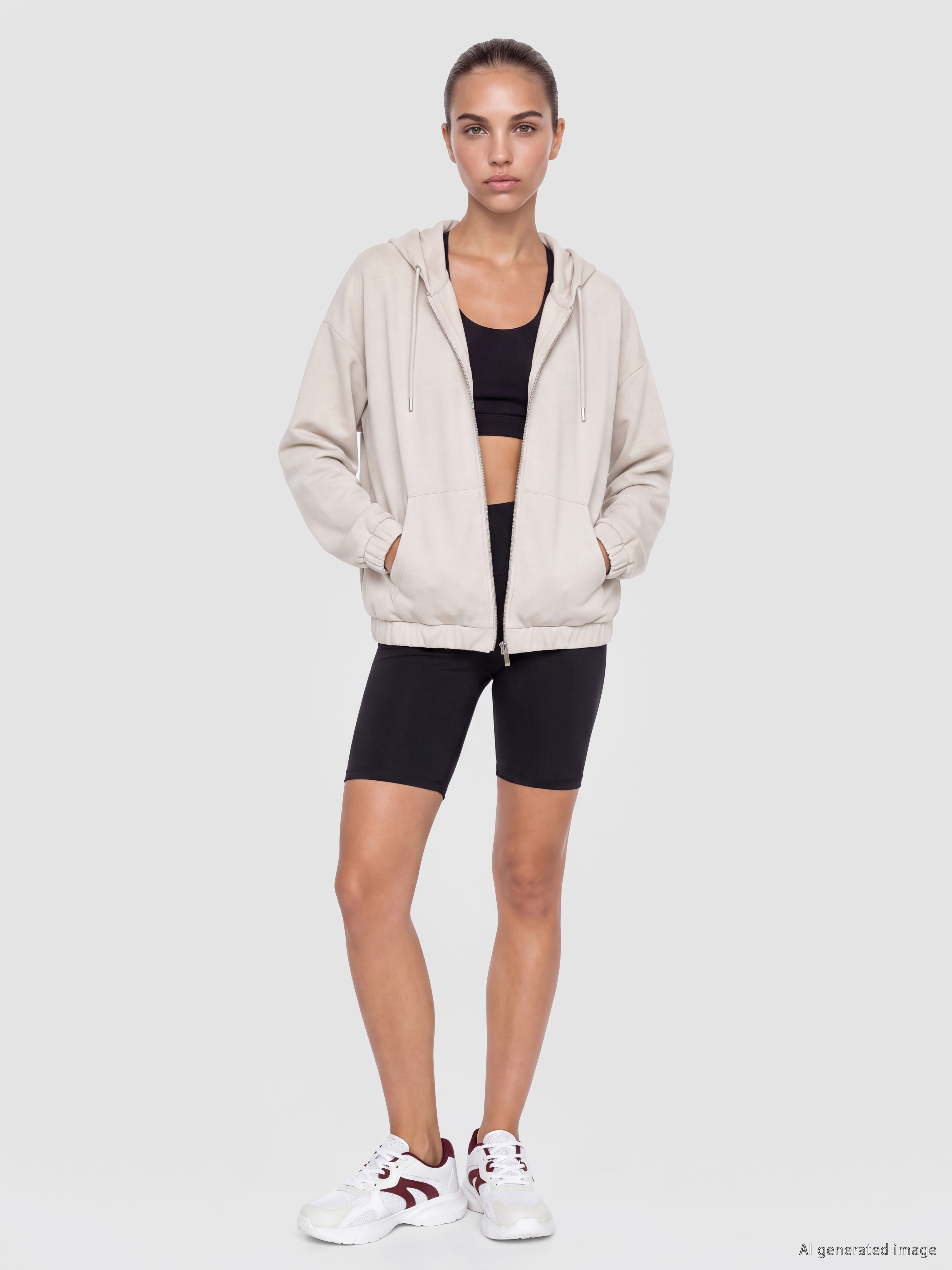 KOOR SPORT Kapüşonlu Soft Touch Kadın Fermuarlı Sweatshirt görsel 2