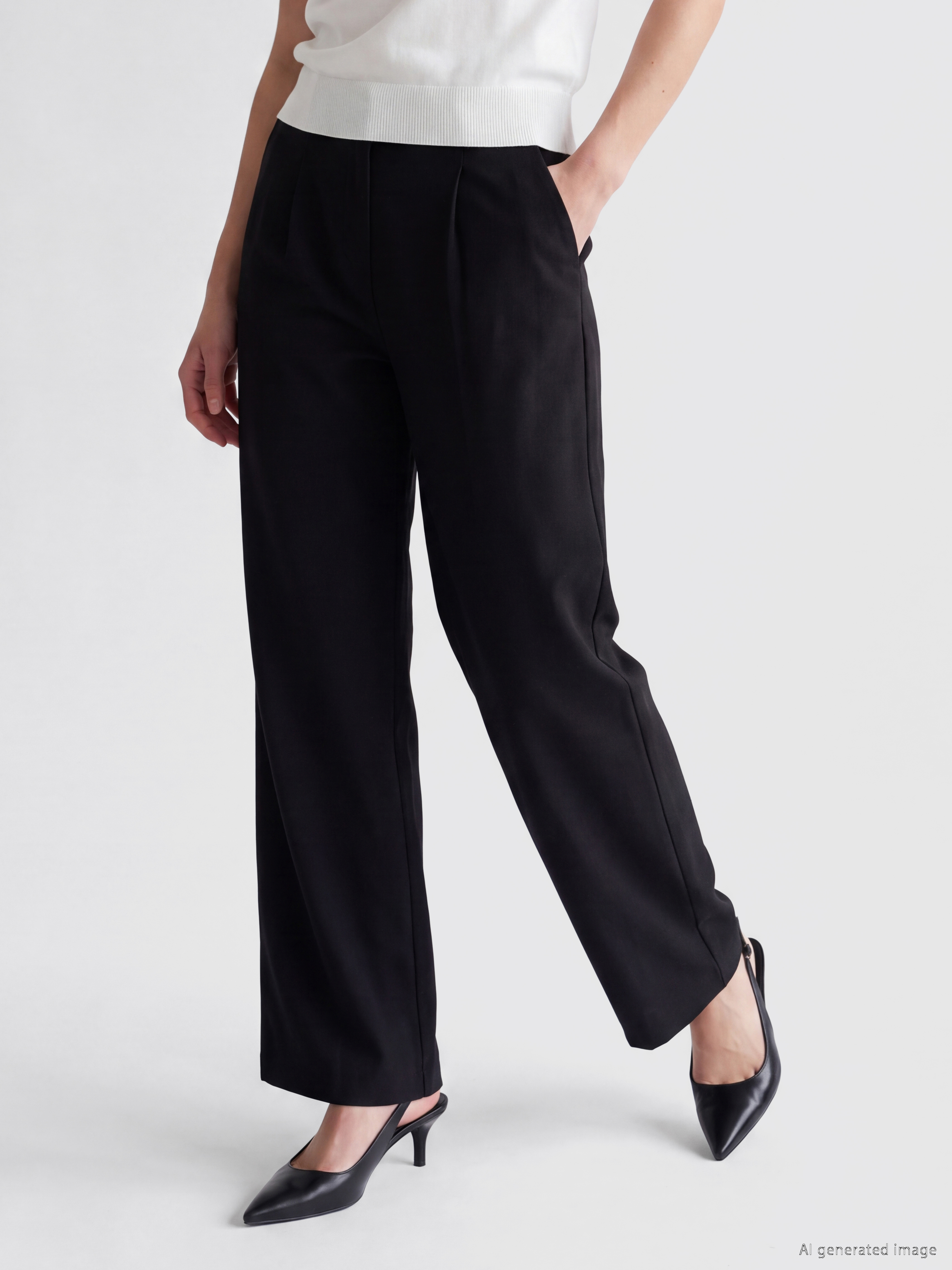 LCW Vision Loose Fit Kadın Pileli Kumaş Pantolon görsel 3
