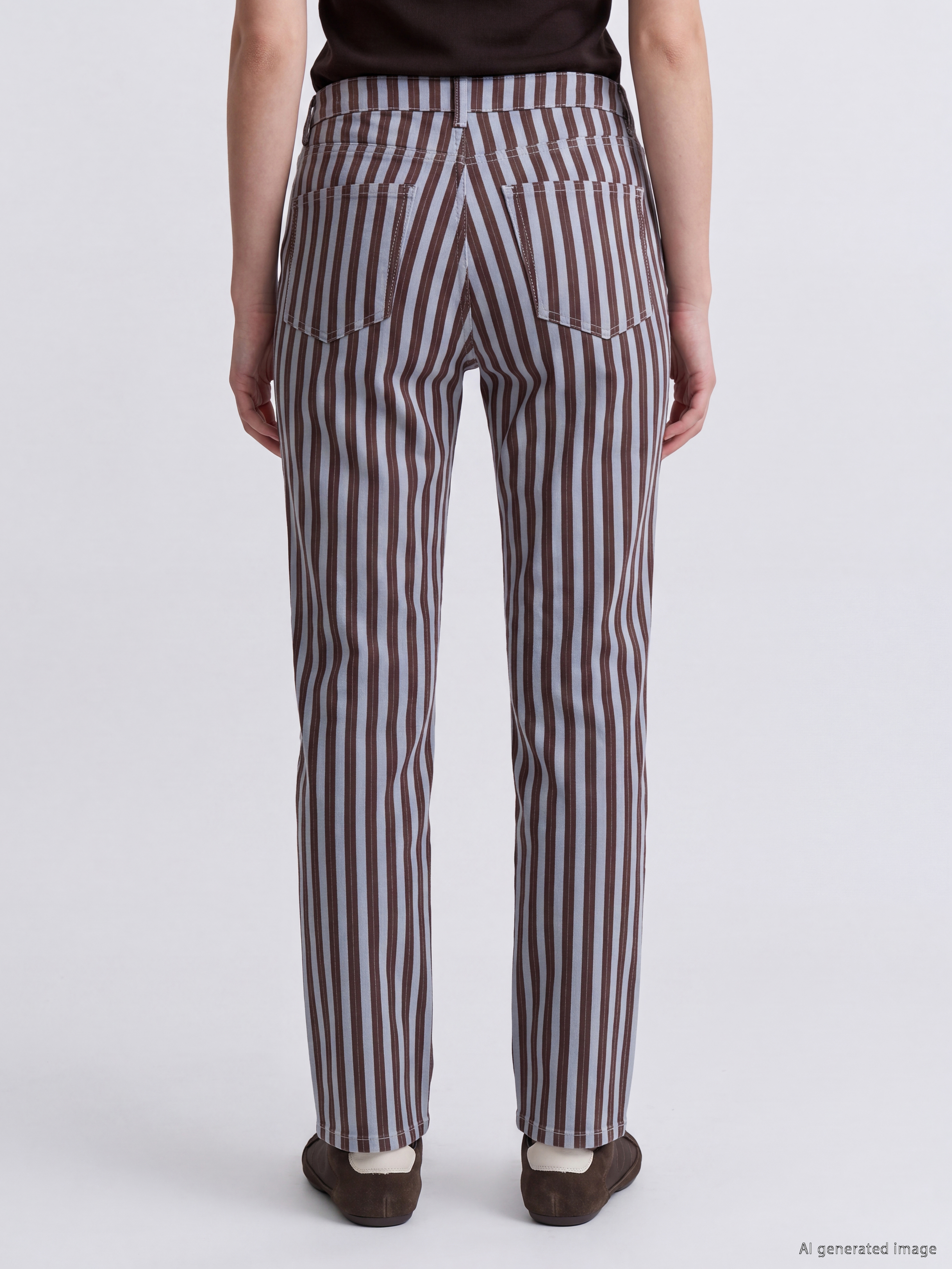 LCW Jeans Çizgili Crop Flare Kadın Jean Pantolon görsel 4