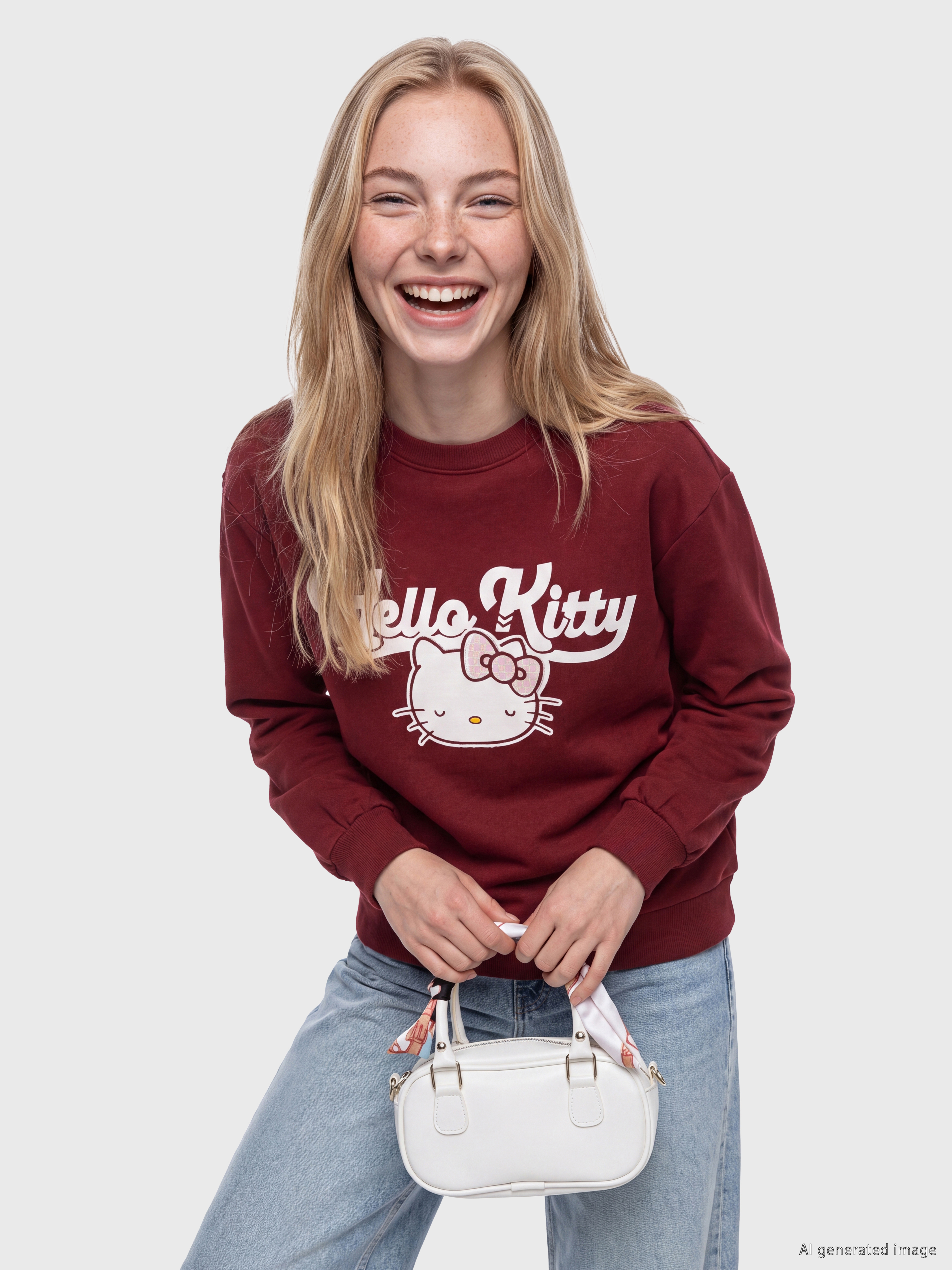 XSIDE Hello Kitty Baskılı Oversize Kadın Kalın Sweatshirt