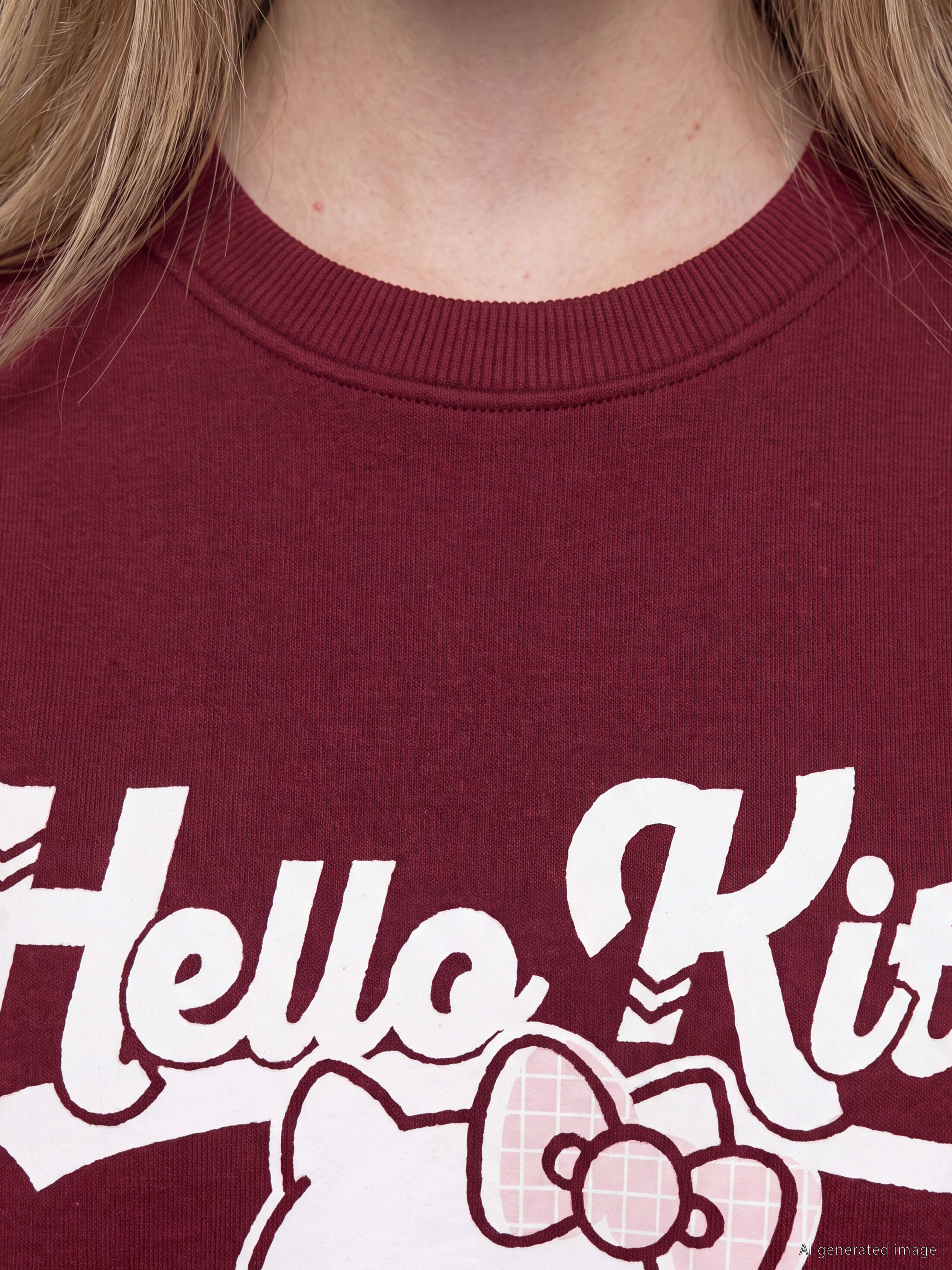 XSIDE Hello Kitty Baskılı Oversize Kadın Kalın Sweatshirt görsel 3