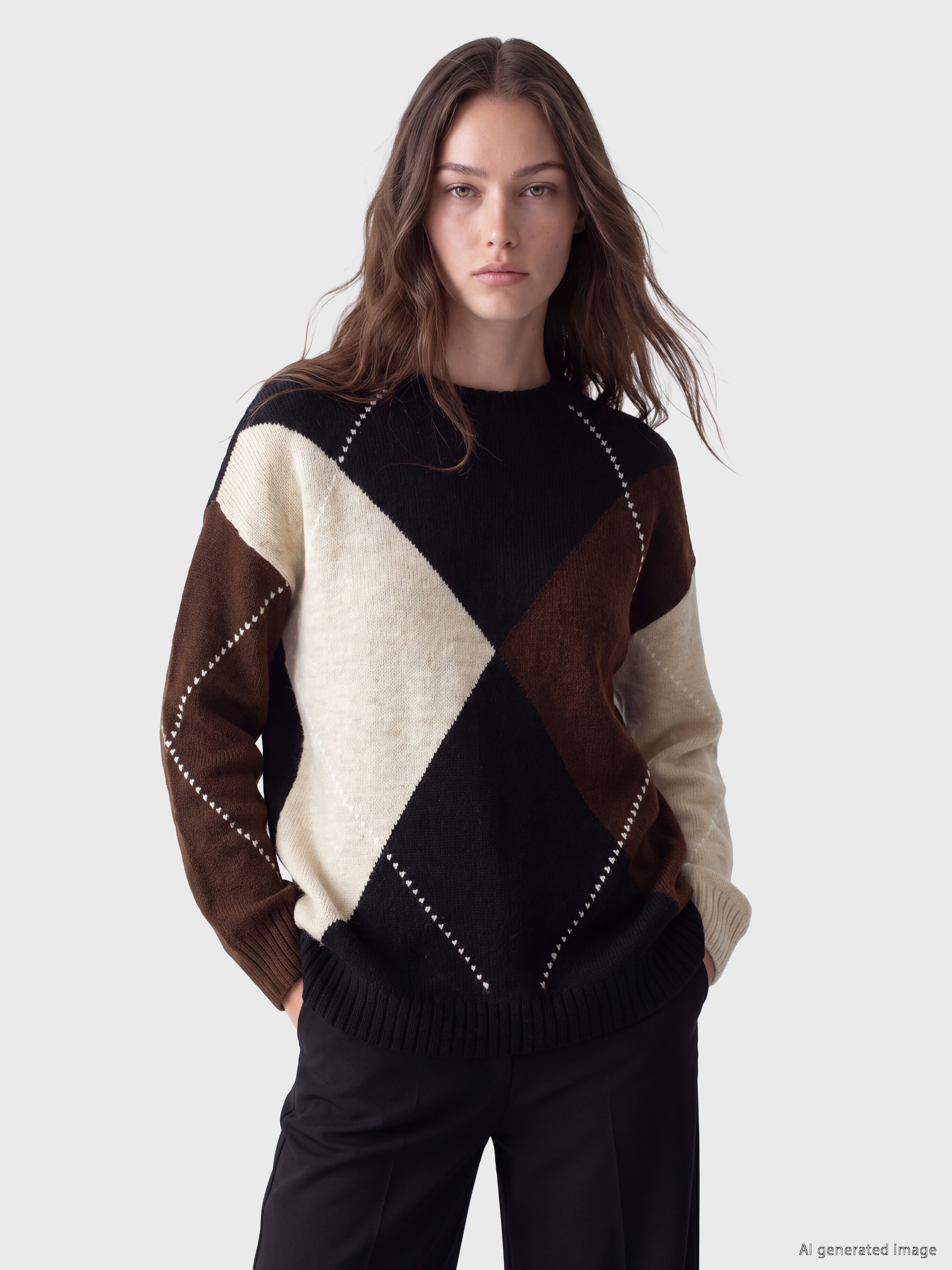 LCW Modest Baklava Desenli Kadın Triko Tunik görsel 2