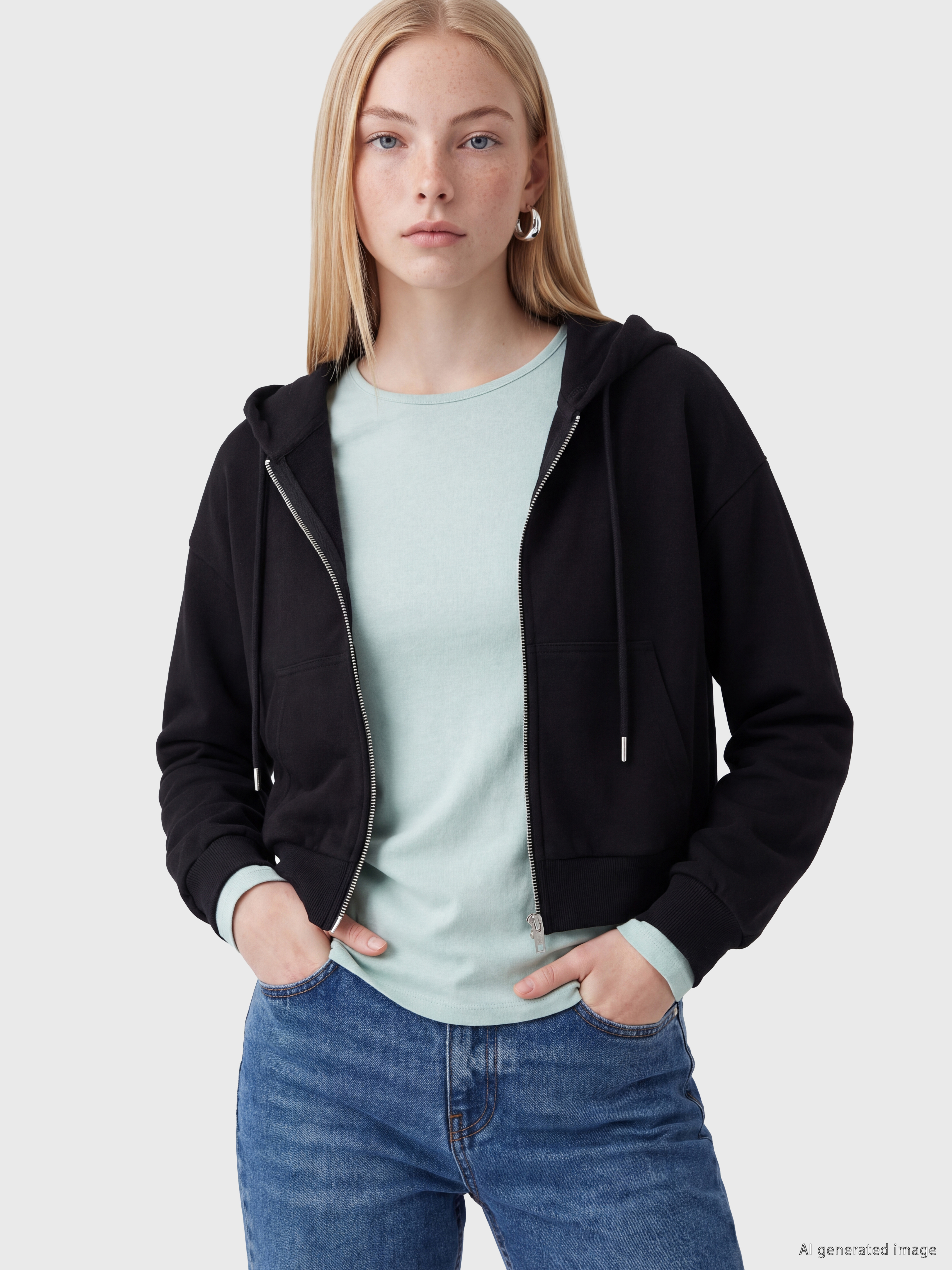 XSIDE Kapüşonlu Kadın Fermuarlı Sweatshirt
