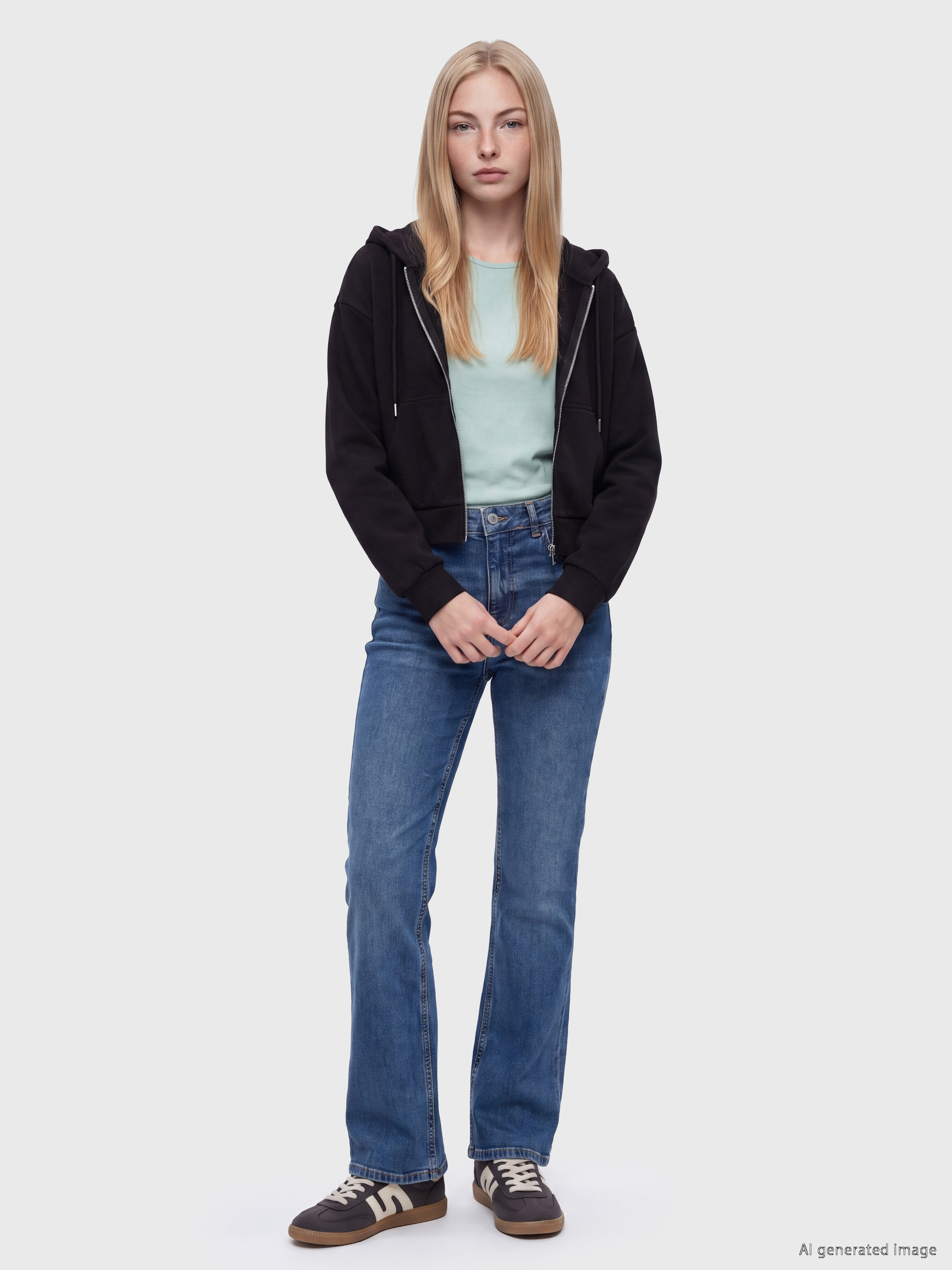 XSIDE Kapüşonlu Kadın Fermuarlı Sweatshirt görsel 2