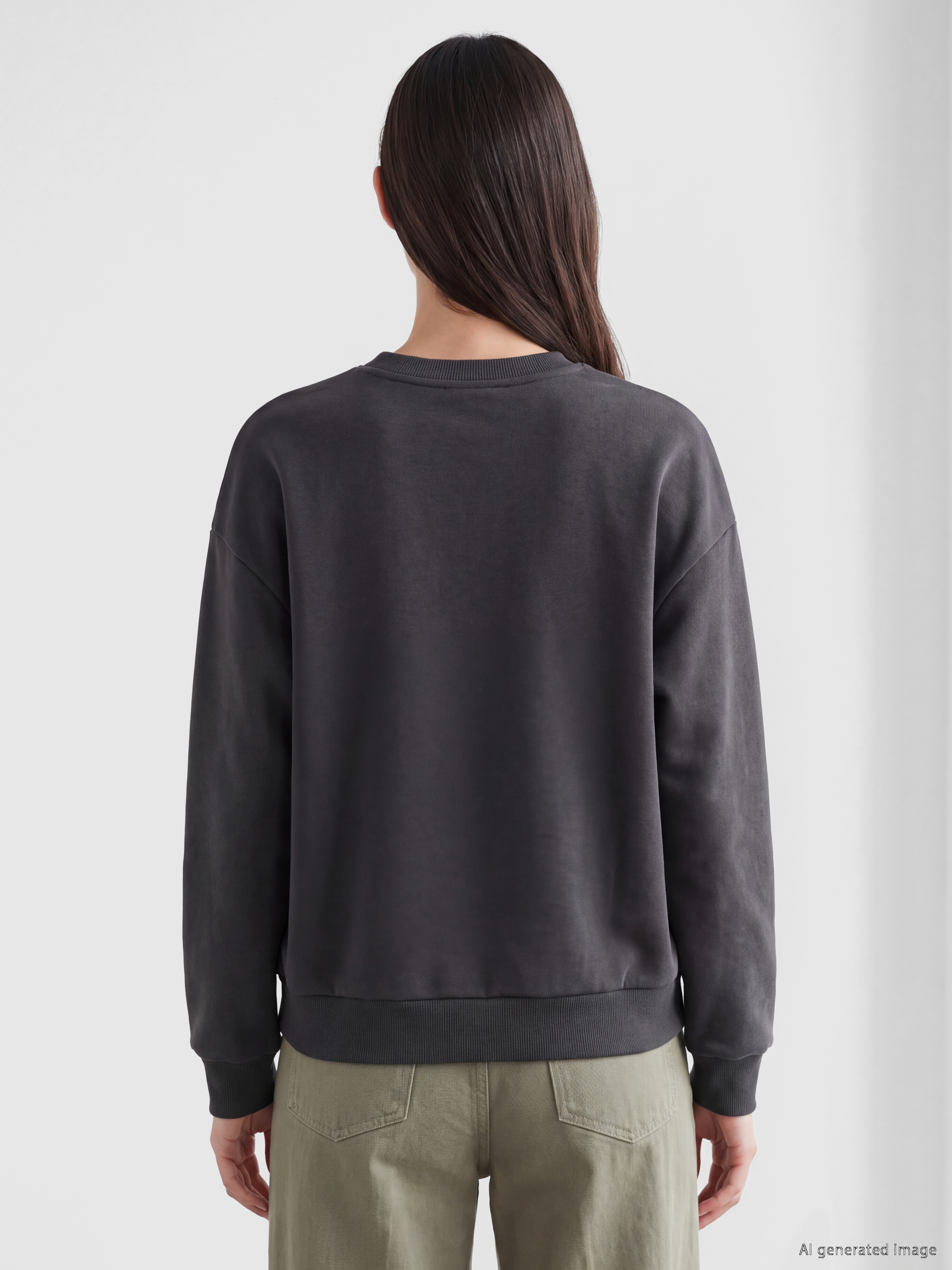 XSIDE Bisiklet Yaka Oversize Kadın Sweatshirt görsel 4