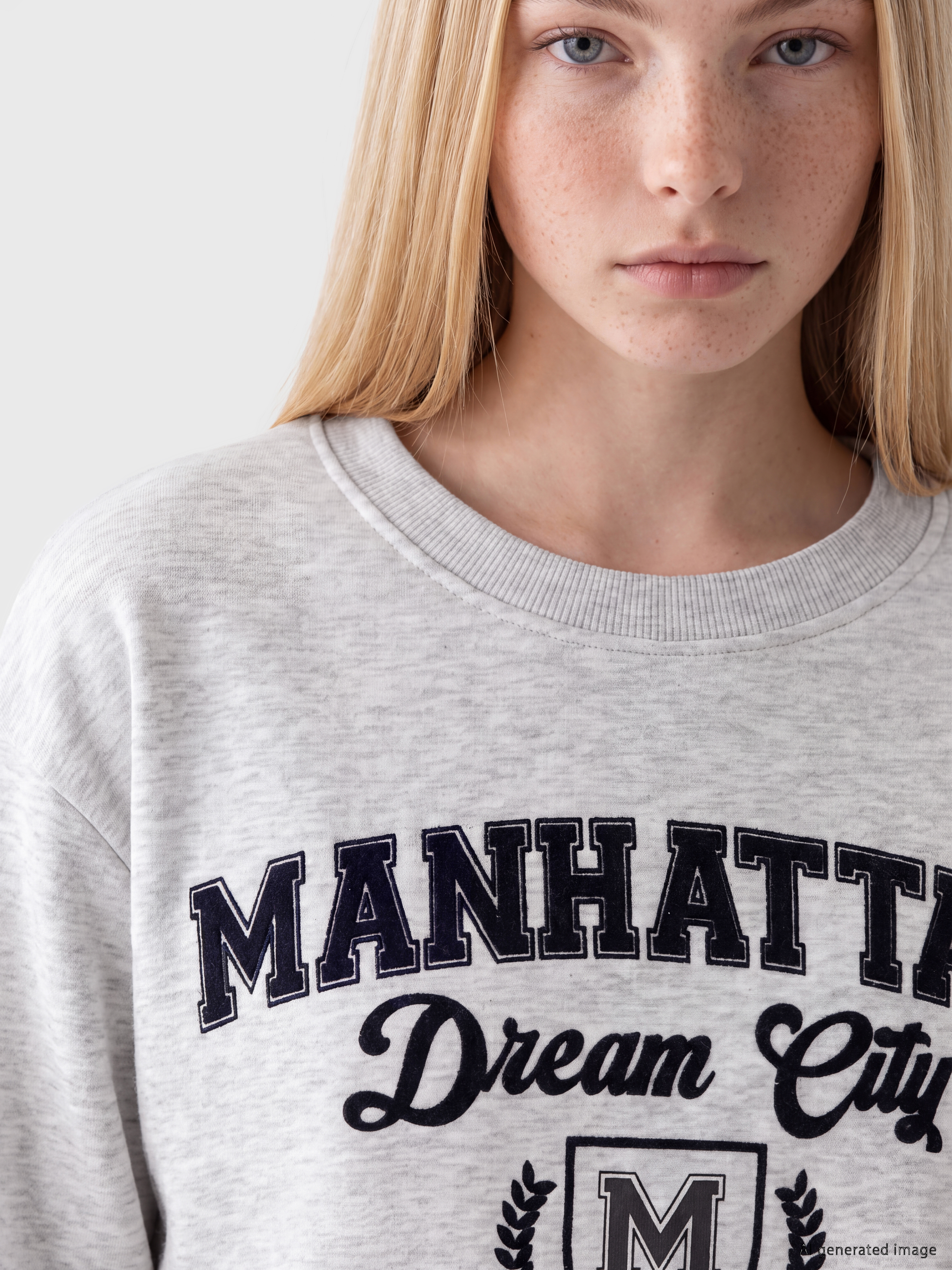 XSIDE Nakışlı Oversize Kadın Kalın Sweatshirt görsel 3