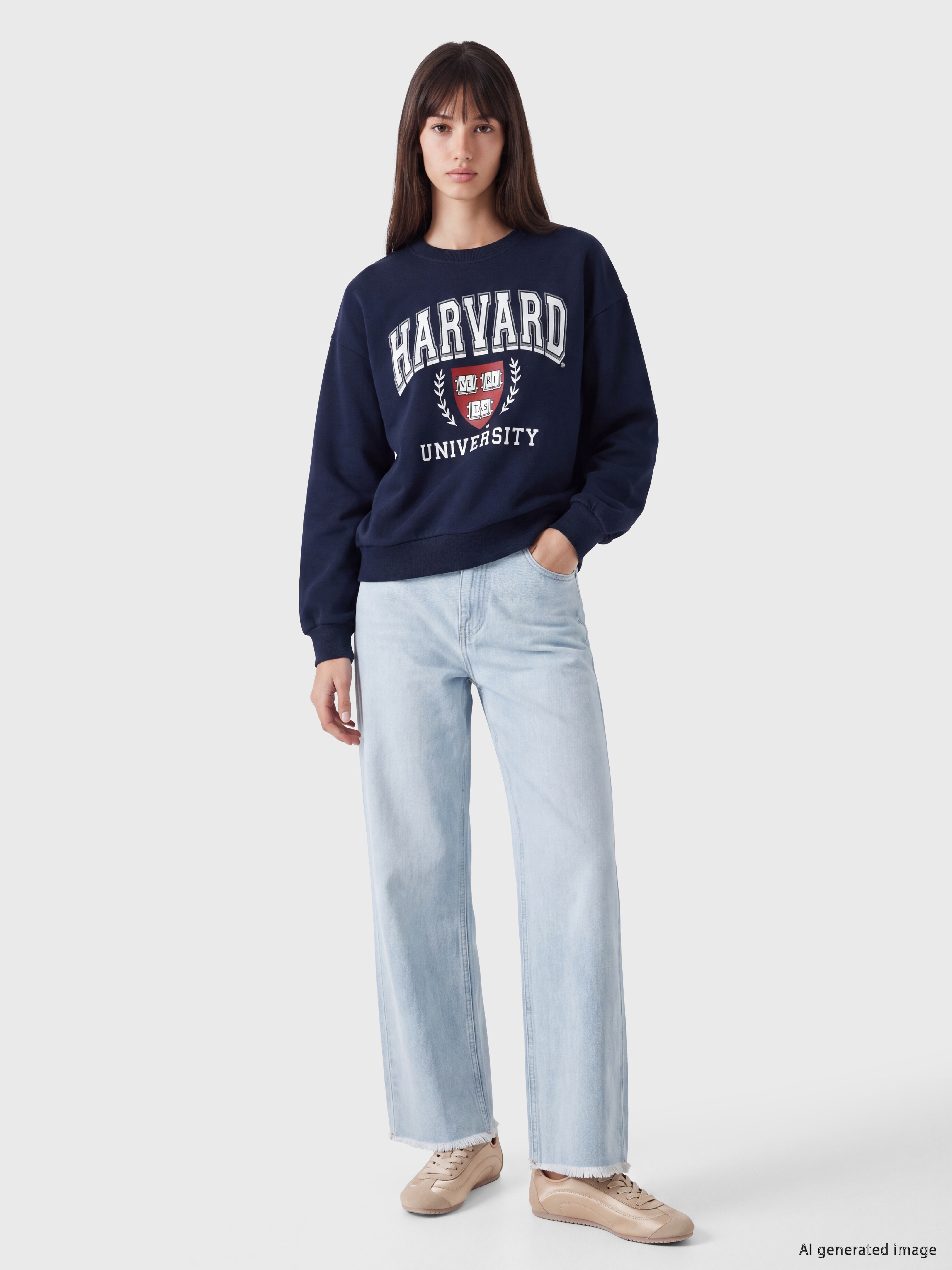 XSIDE Baskılı Oversize Kadın Kalın Sweatshirt görsel 3