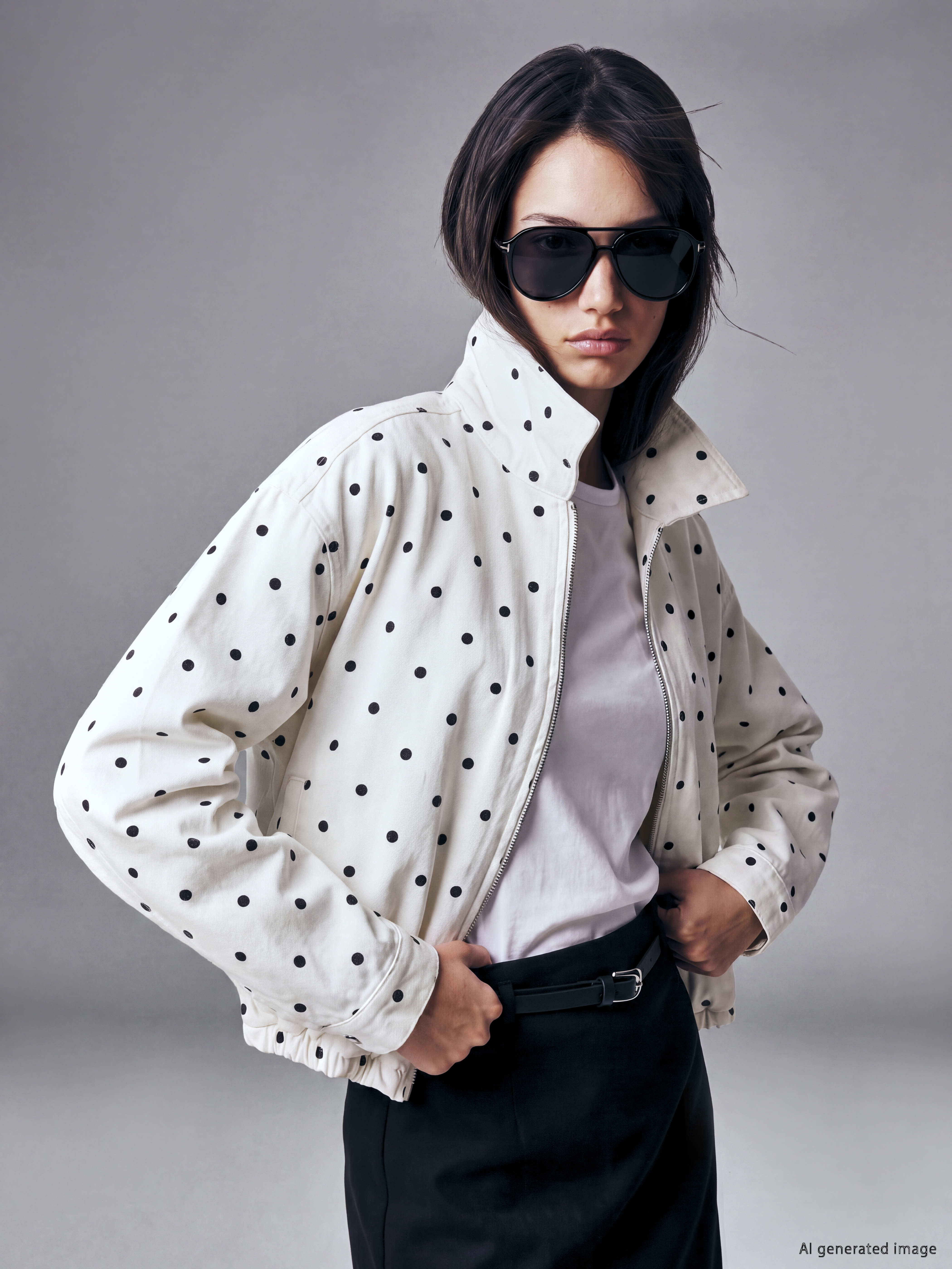 XSIDE Puantiyeli Oversize Kadın Jean Ceket