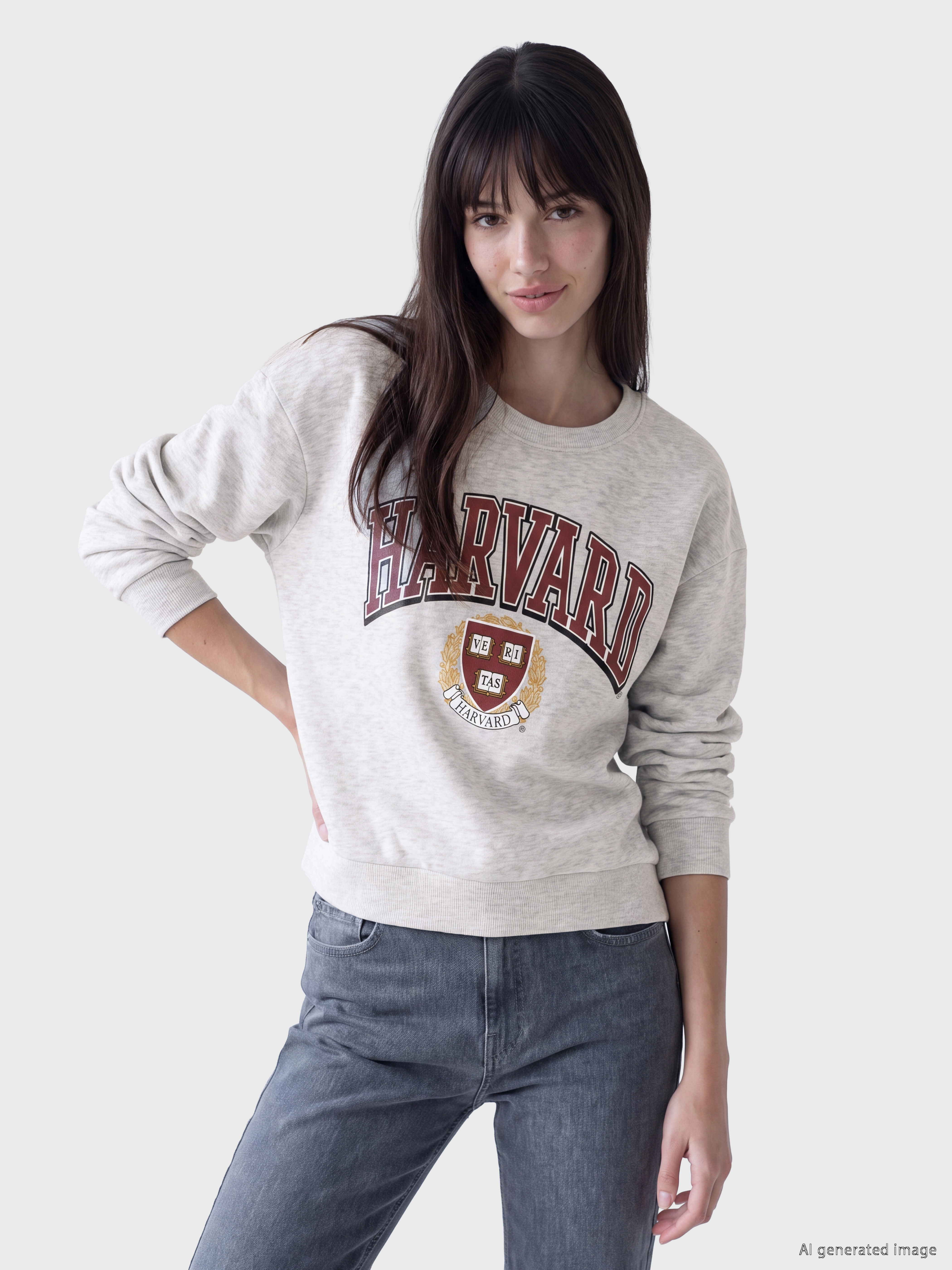XSIDE Harvard Baskılı Oversize Kadın Kalın Sweatshirt