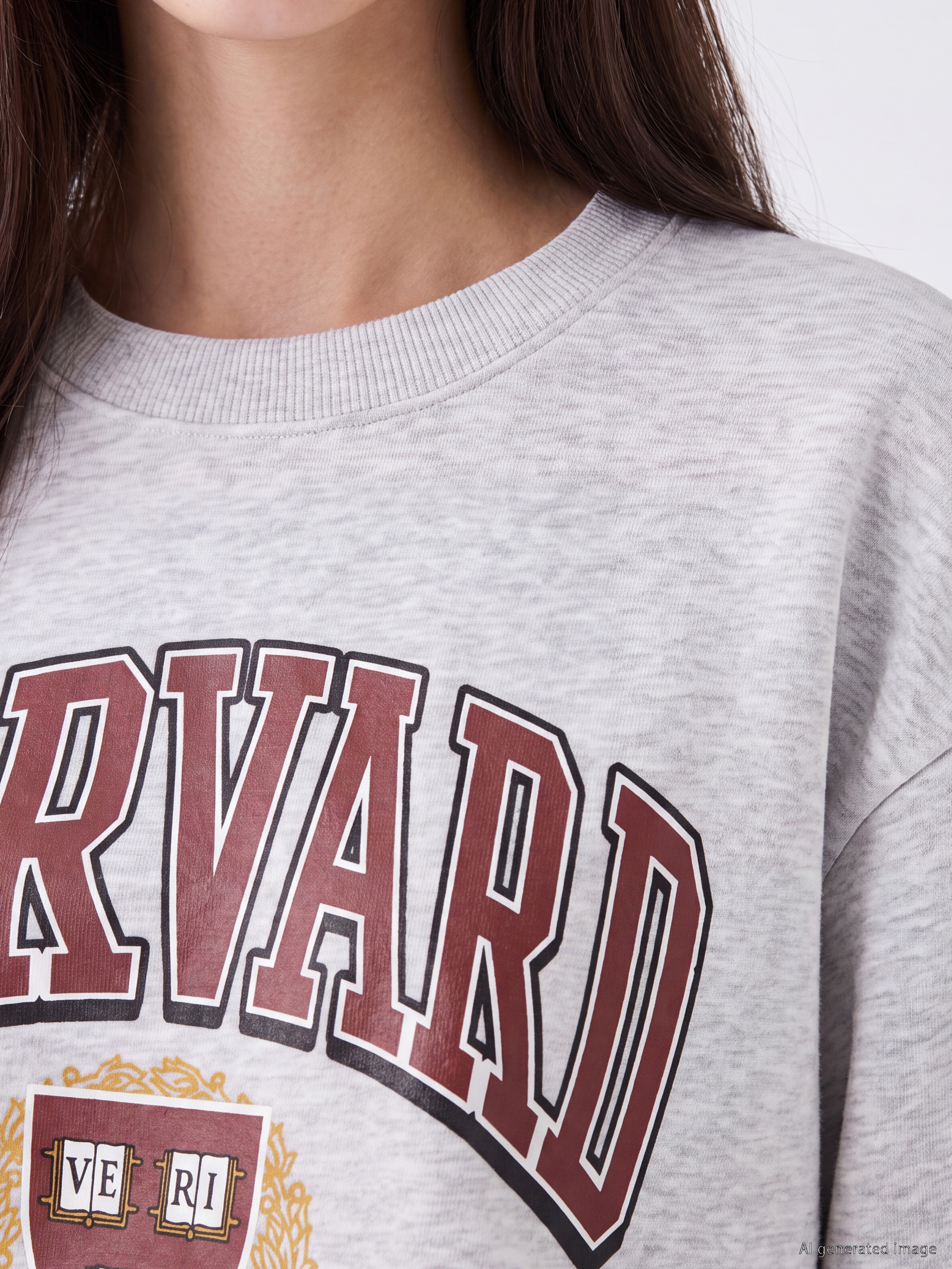 XSIDE Harvard Baskılı Oversize Kadın Kalın Sweatshirt görsel 3