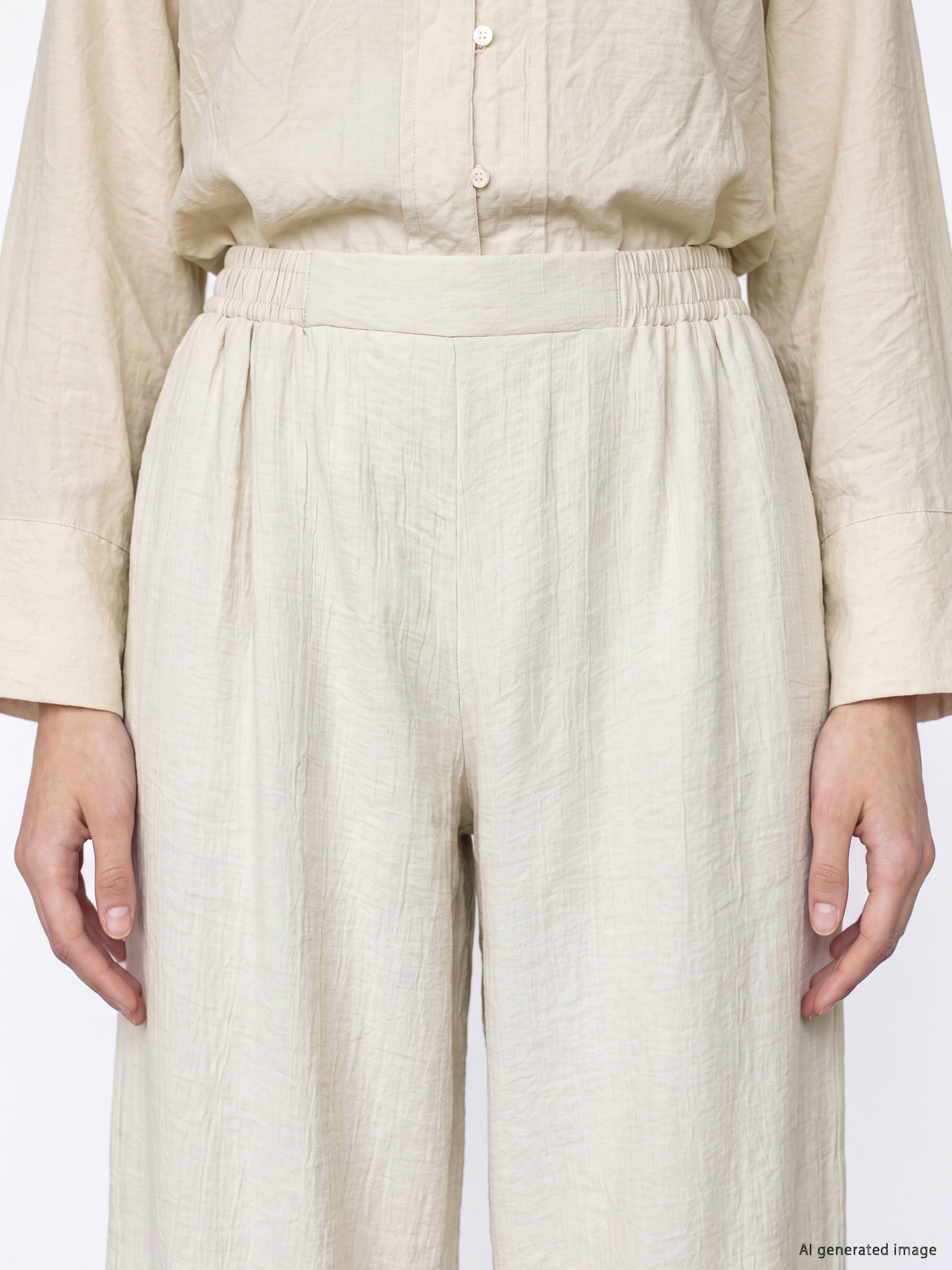 LCW Modest Beli Lastikli Geniş Paça Kadın Pantolon görsel 3