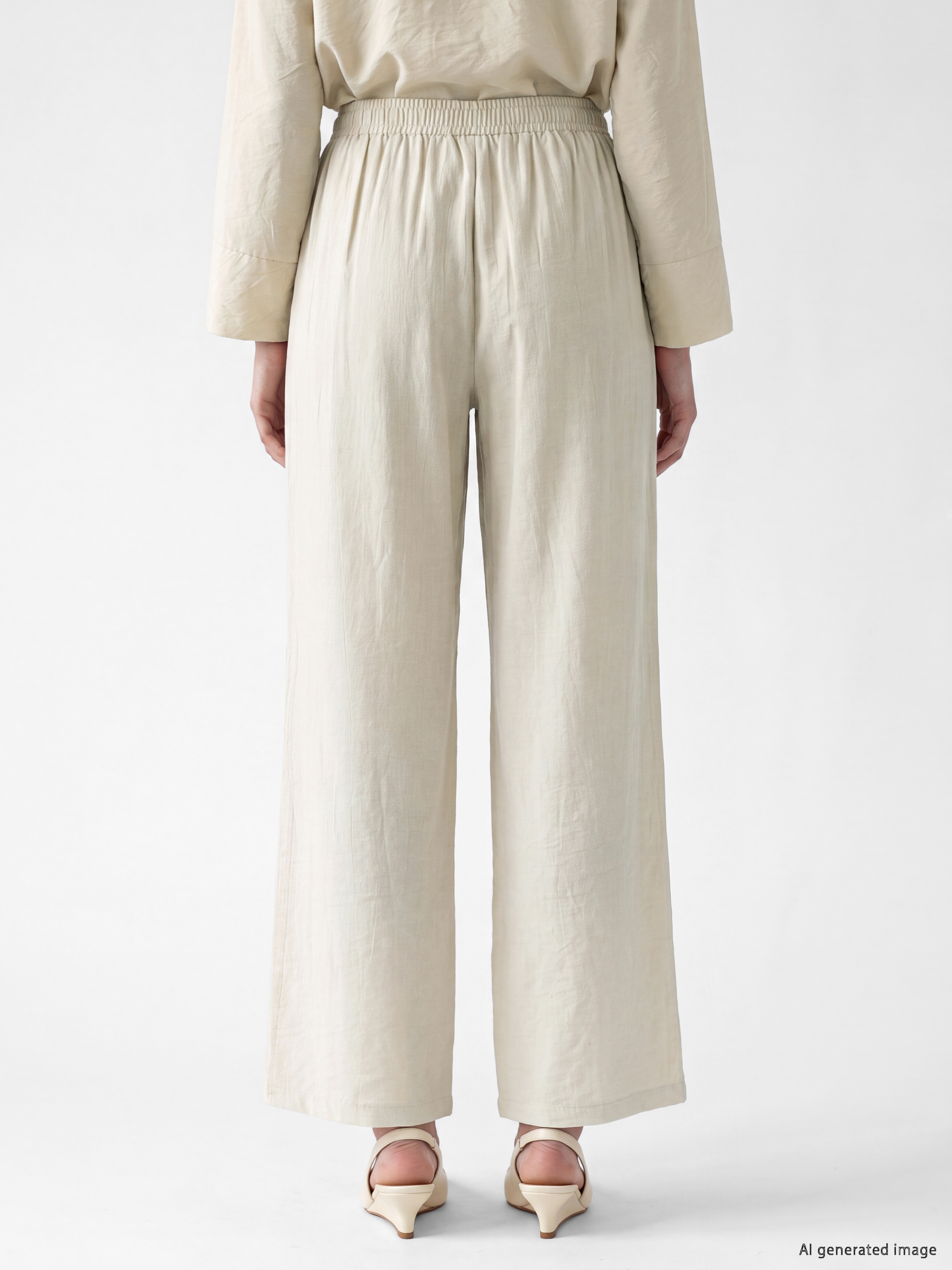 LCW Modest Beli Lastikli Geniş Paça Kadın Pantolon görsel 4