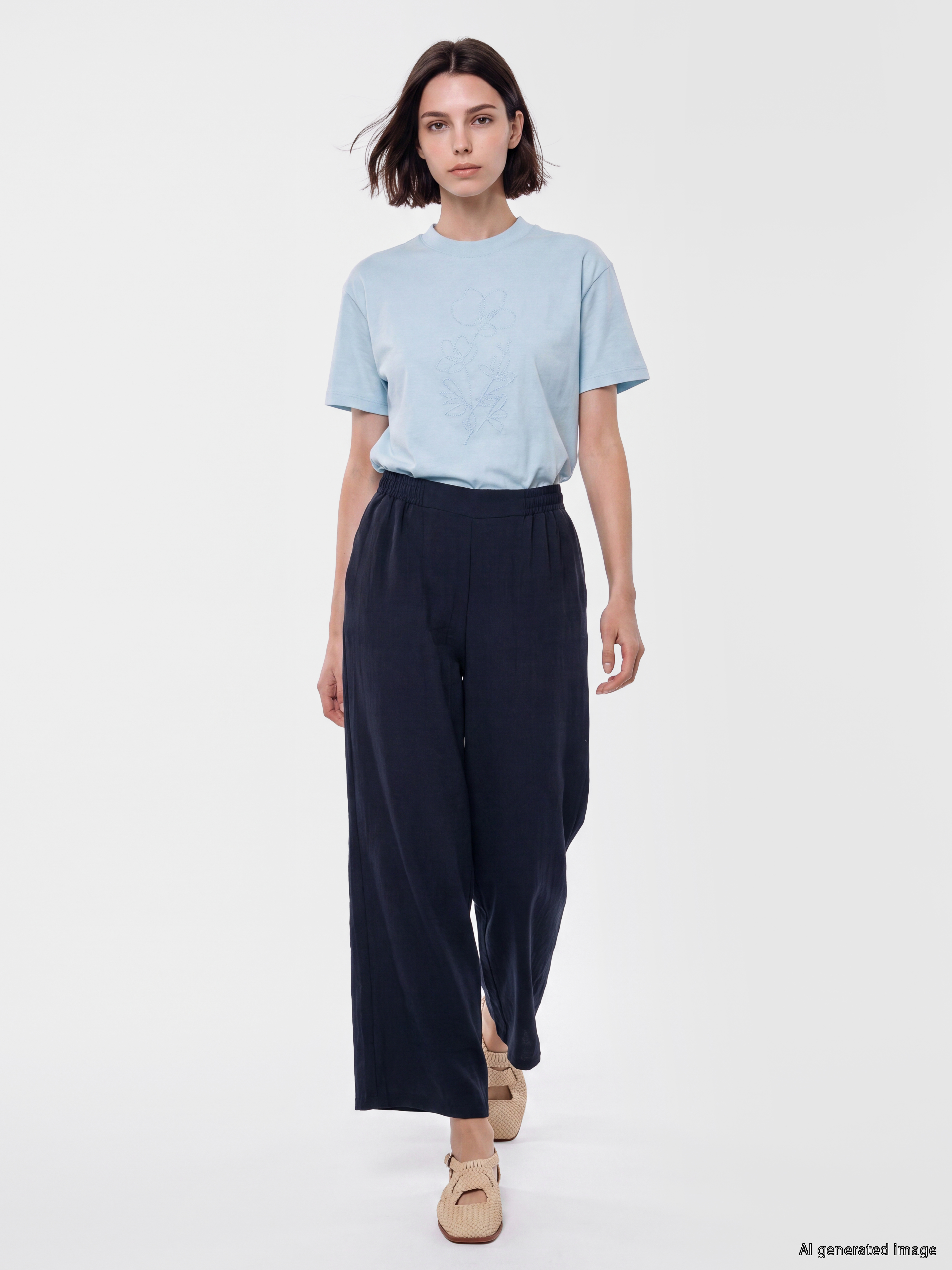 LCW Modest Beli Lastikli Geniş Paça Kadın Pantolon
