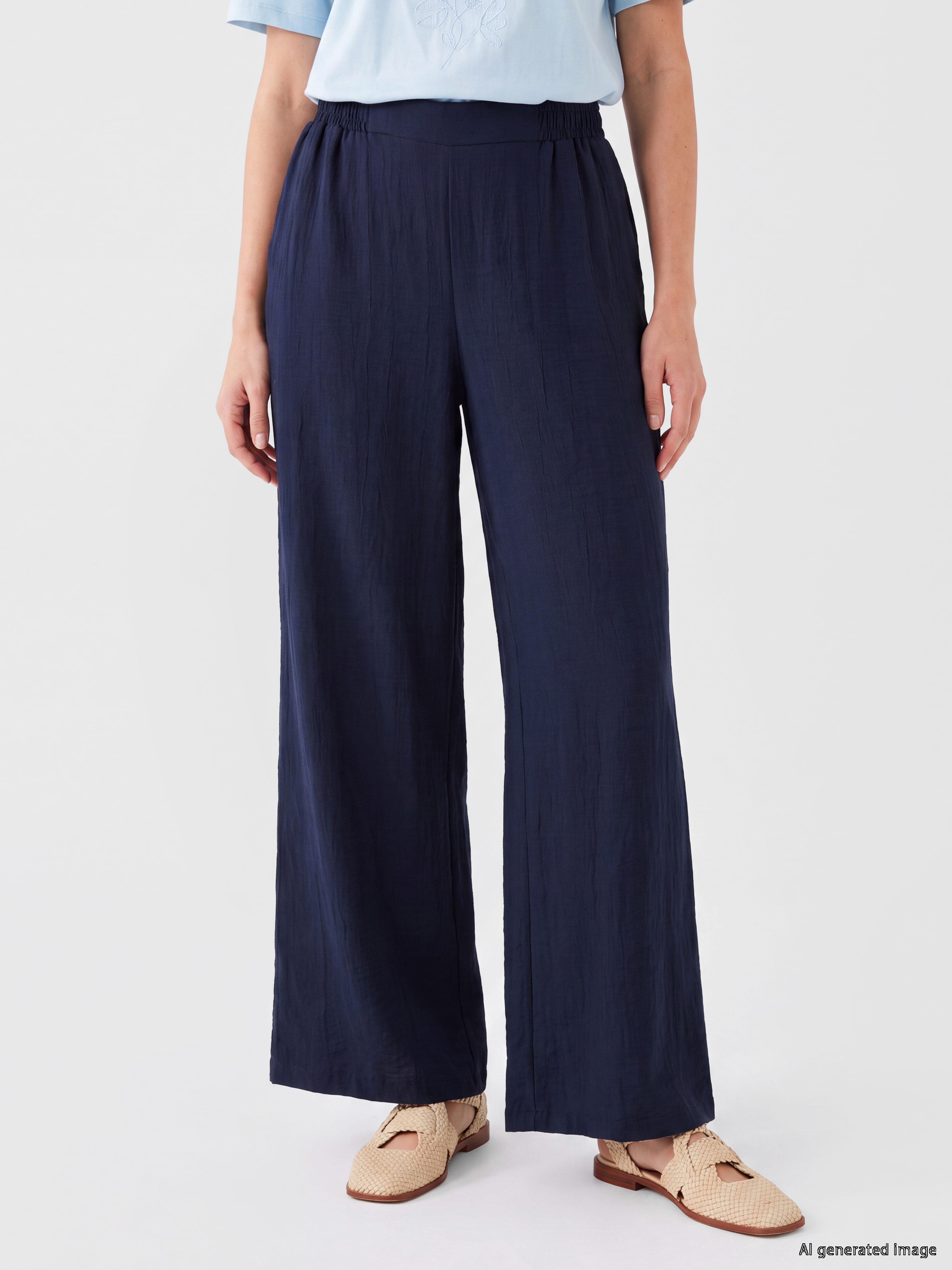 LCW Modest Beli Lastikli Geniş Paça Kadın Pantolon görsel 2