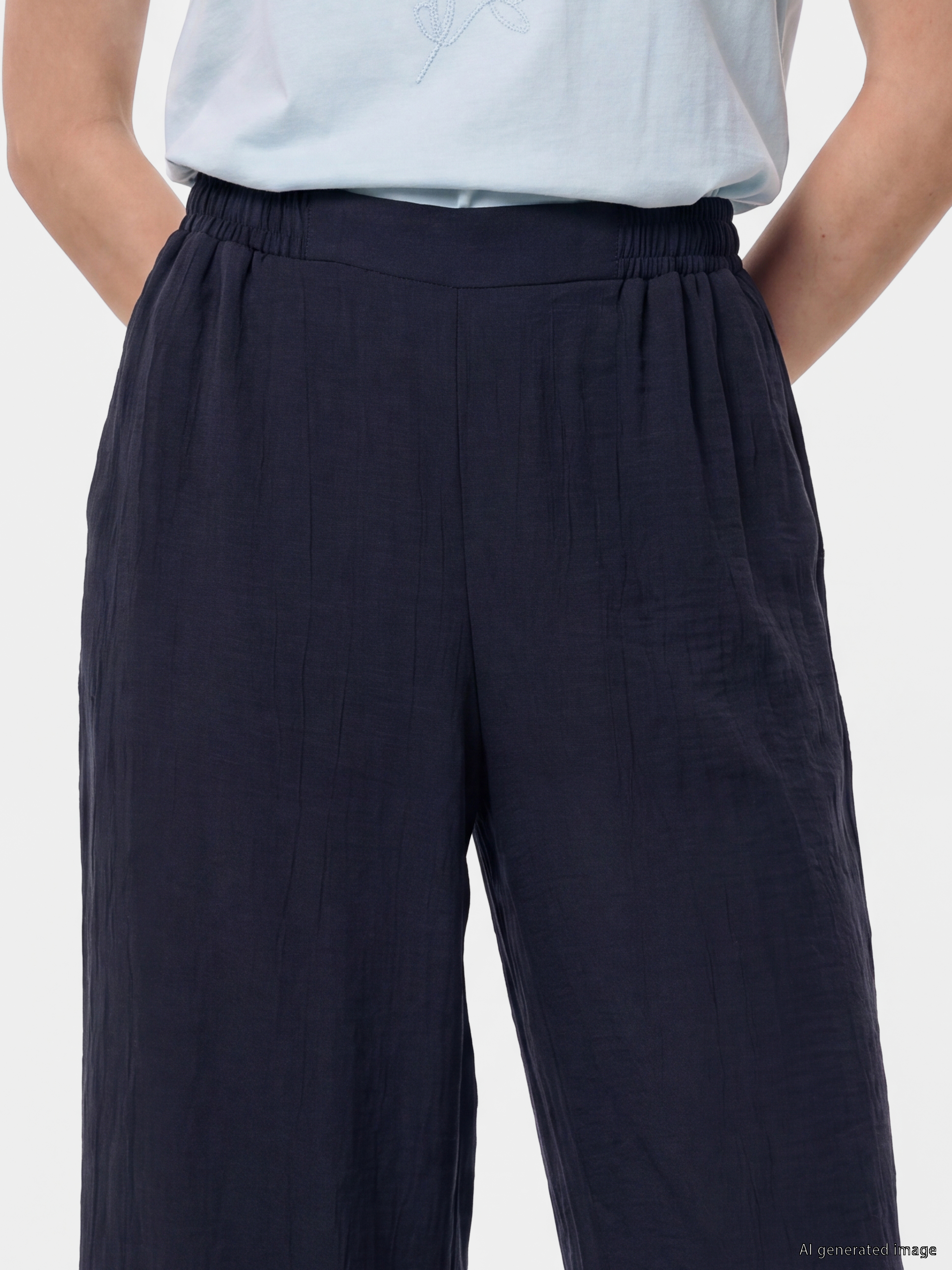 LCW Modest Beli Lastikli Geniş Paça Kadın Pantolon görsel 3