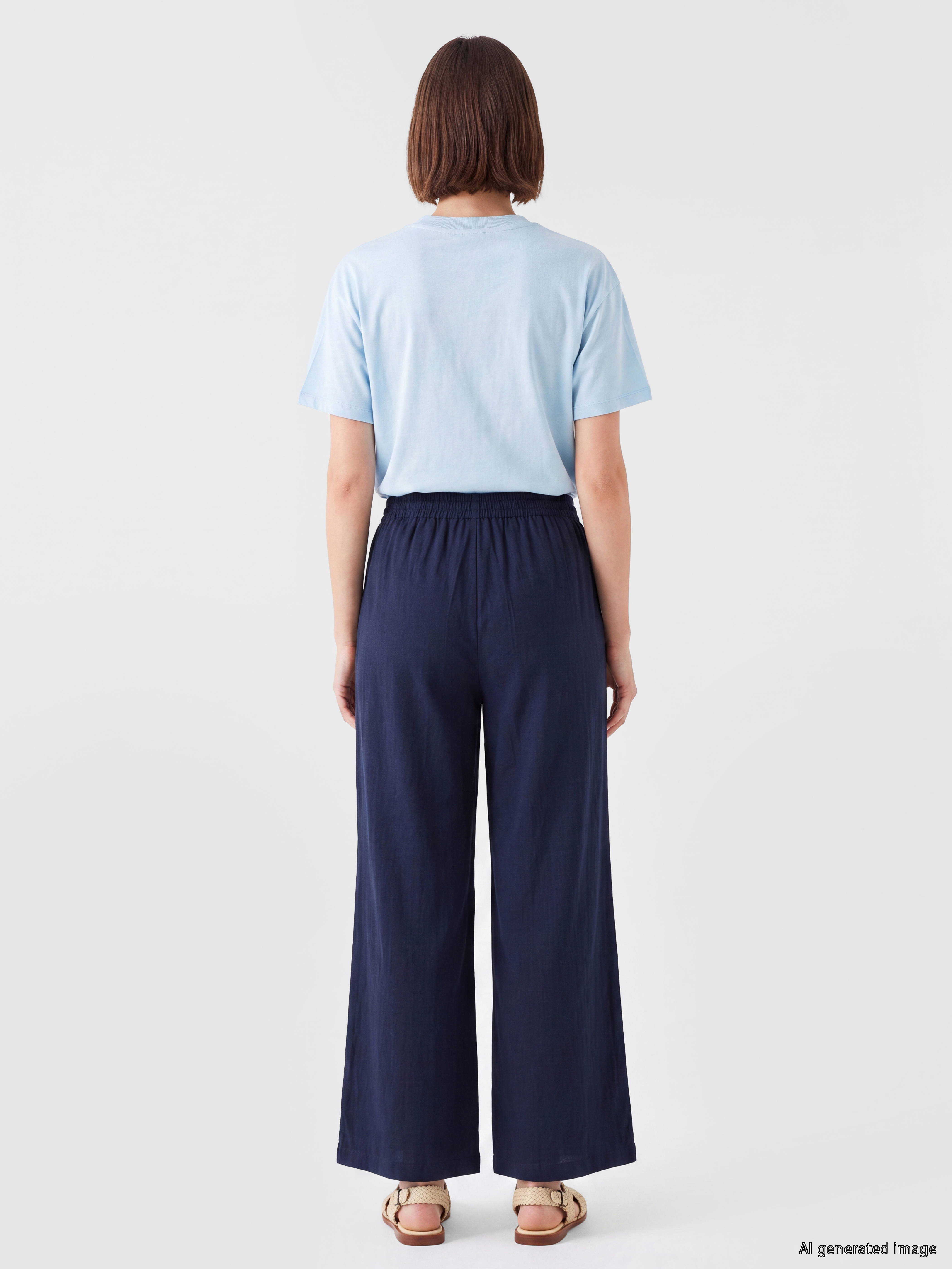 LCW Modest Beli Lastikli Geniş Paça Kadın Pantolon görsel 4