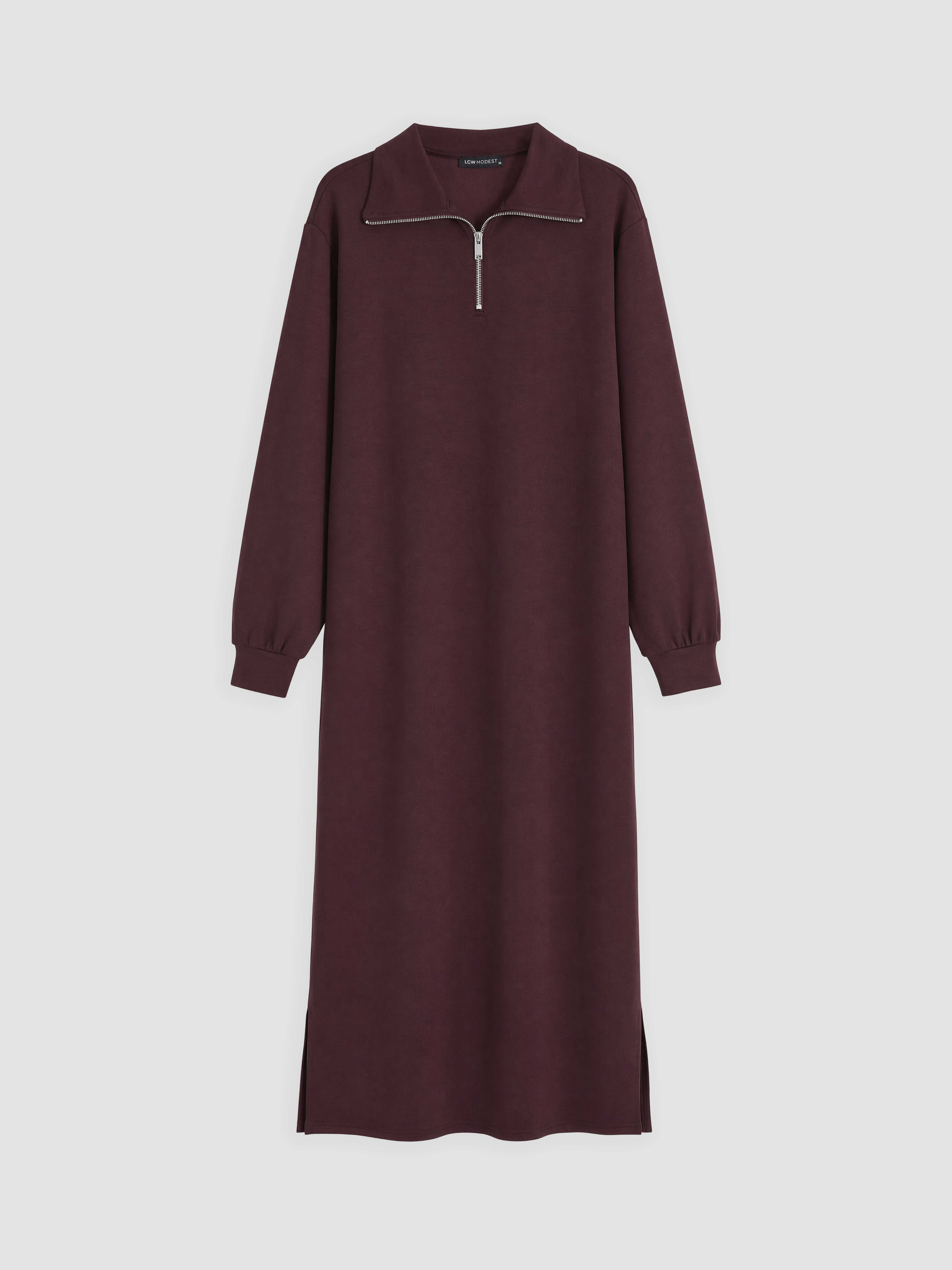 LCW Modest Dik Yaka A Kesim Sweat Elbise görsel 5