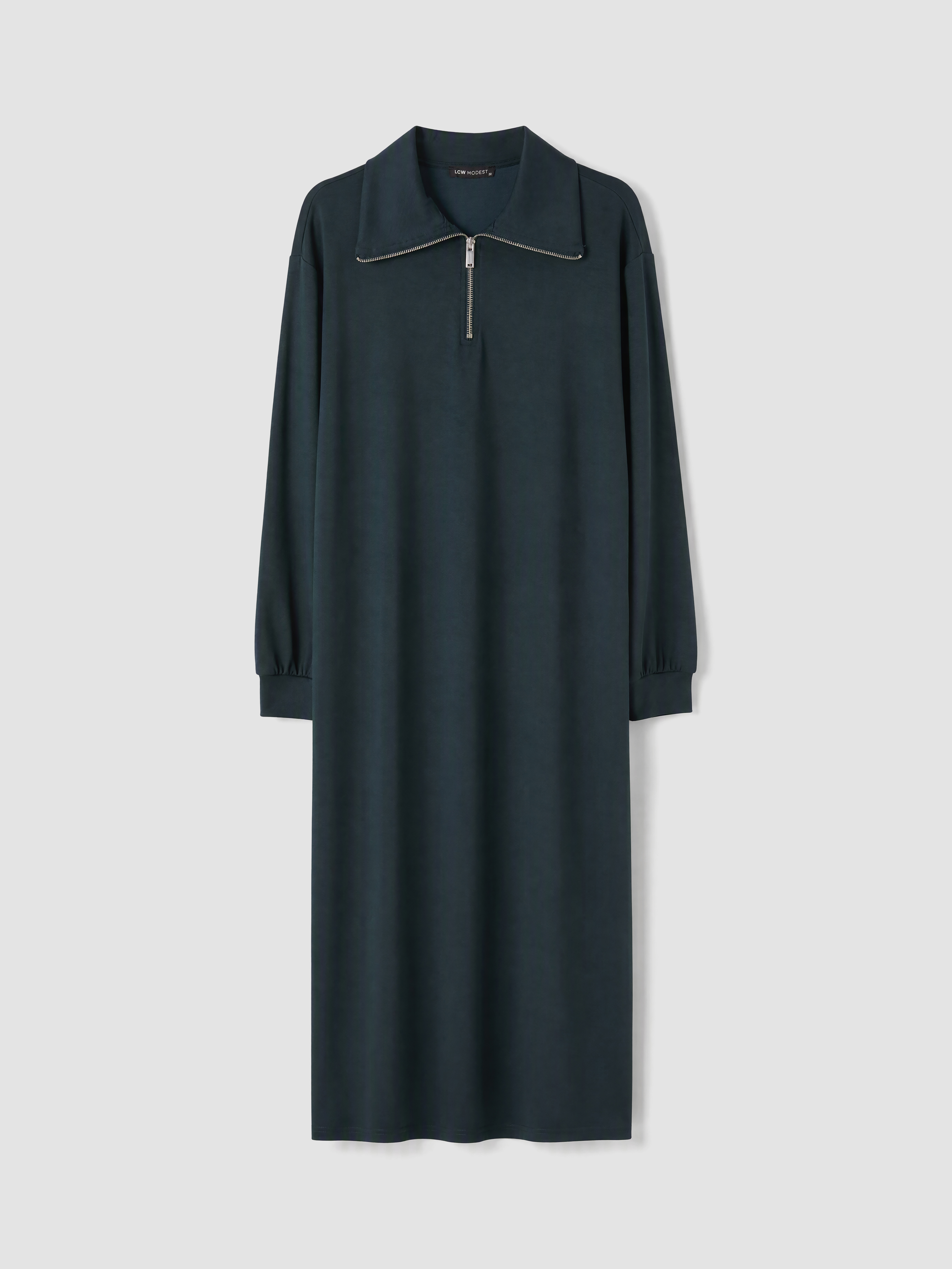 LCW Modest Dik Yaka A Kesim Sweat Elbise görsel 5