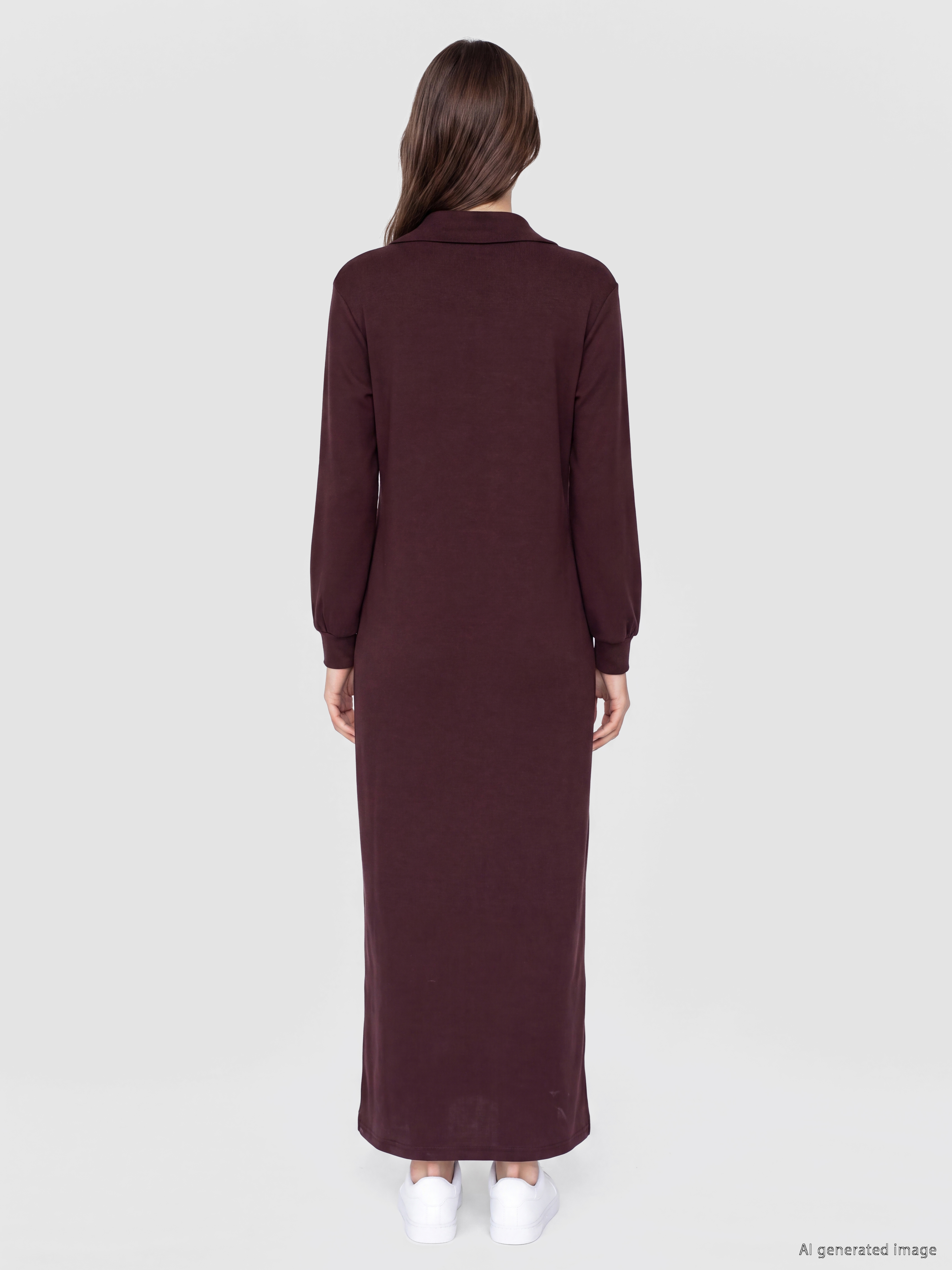 LCW Modest Dik Yaka A Kesim Sweat Elbise görsel 4