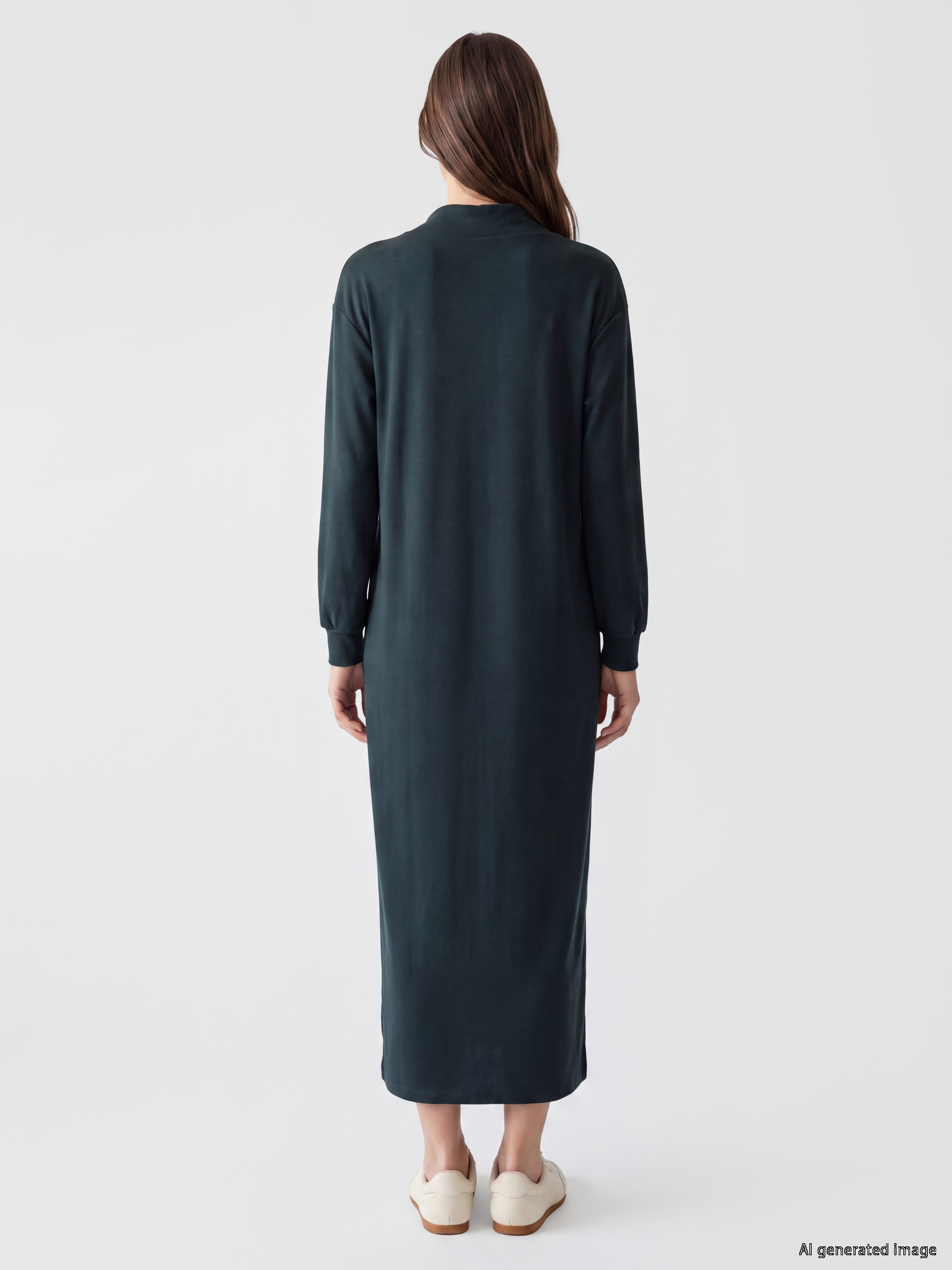 LCW Modest Dik Yaka A Kesim Sweat Elbise görsel 4