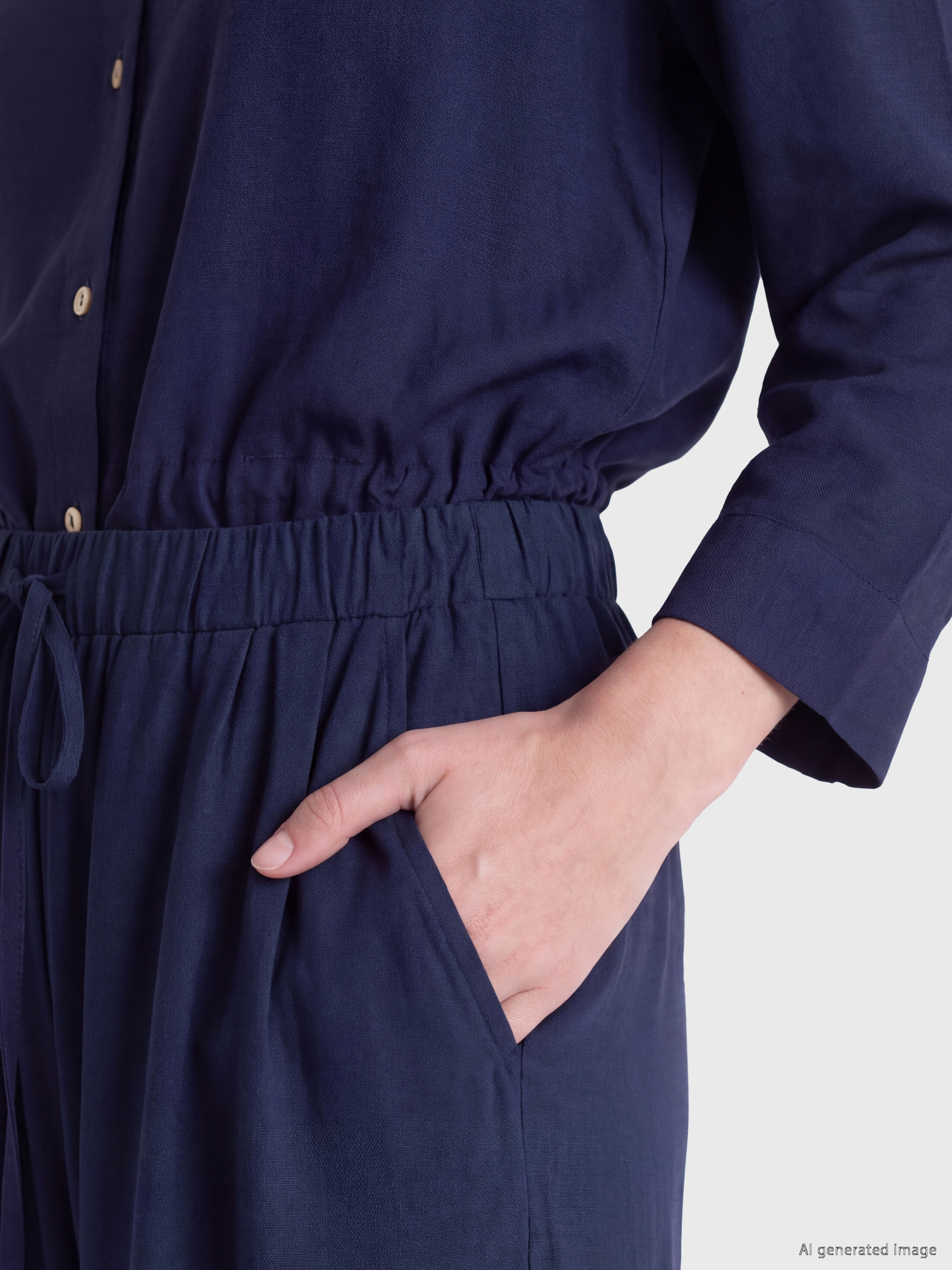 LCW Modest Beli Lastikli Paçası Pileli Kadın Pantolon görsel 3