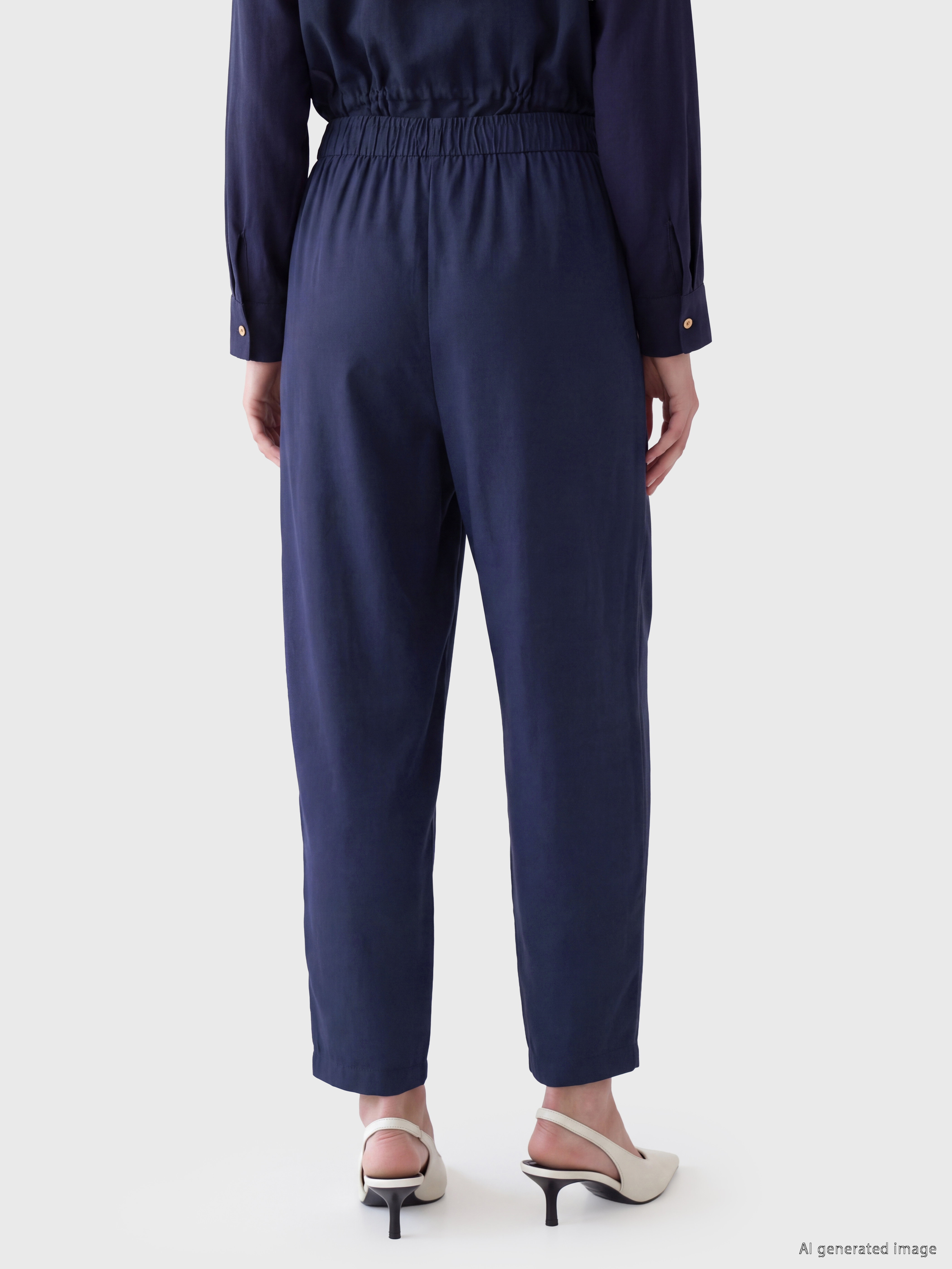 LCW Modest Beli Lastikli Paçası Pileli Kadın Pantolon görsel 4