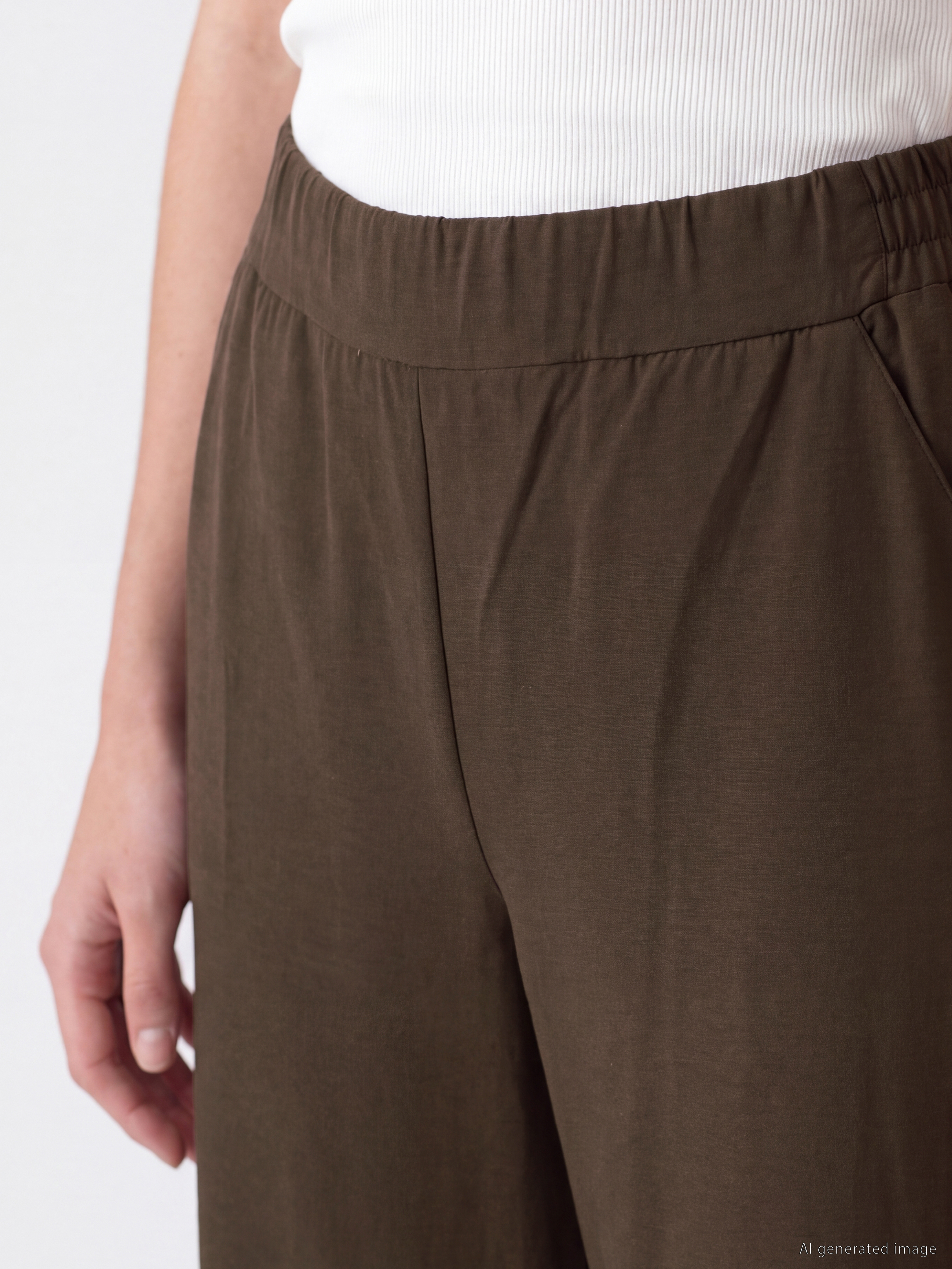 LCW Modest Beli Lastikli Geniş Paça Kadın Pantolon görsel 3