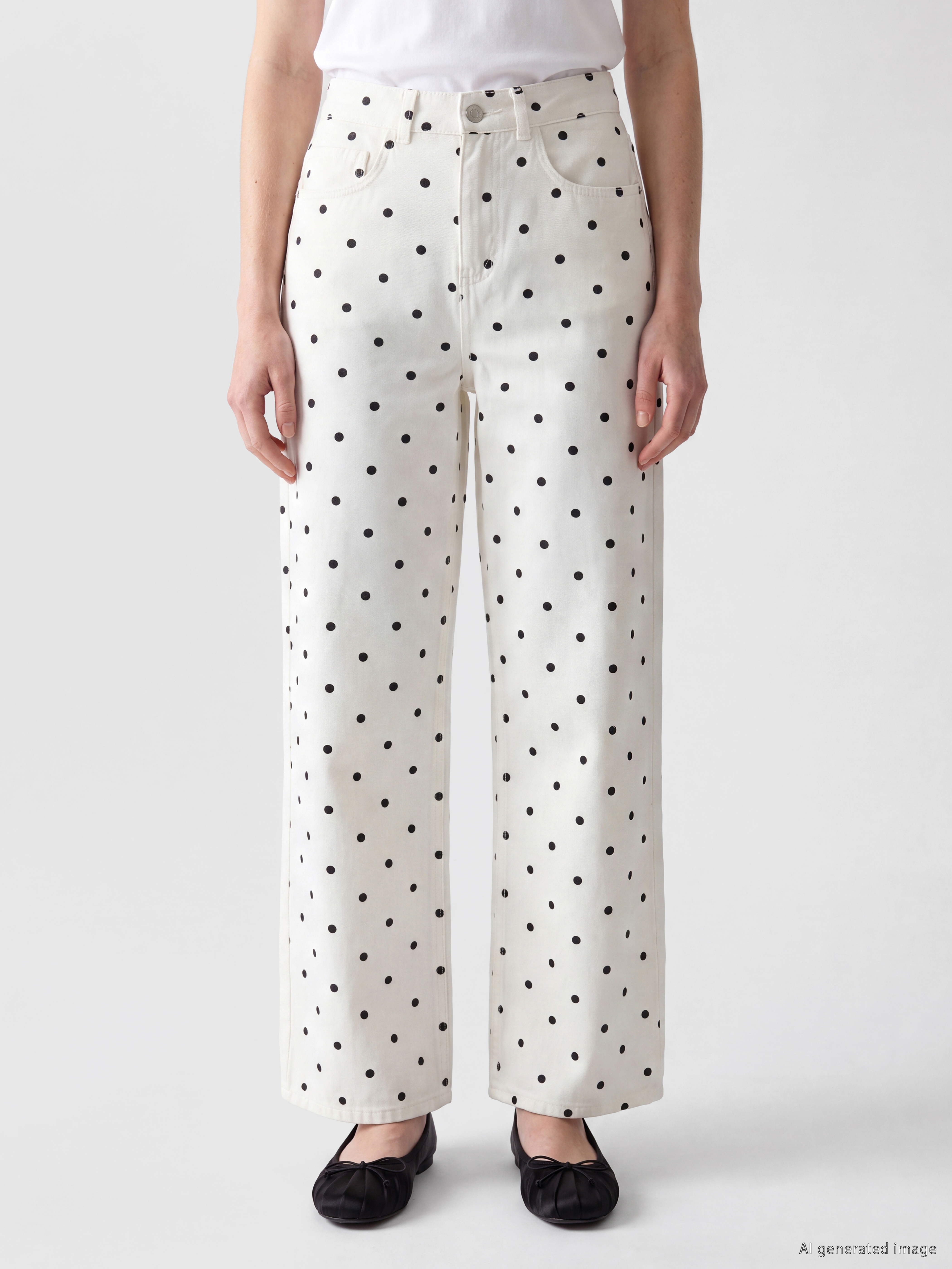 XSIDE Puantiyeli Straight Fit Kadın Jean Pantolon görsel 3
