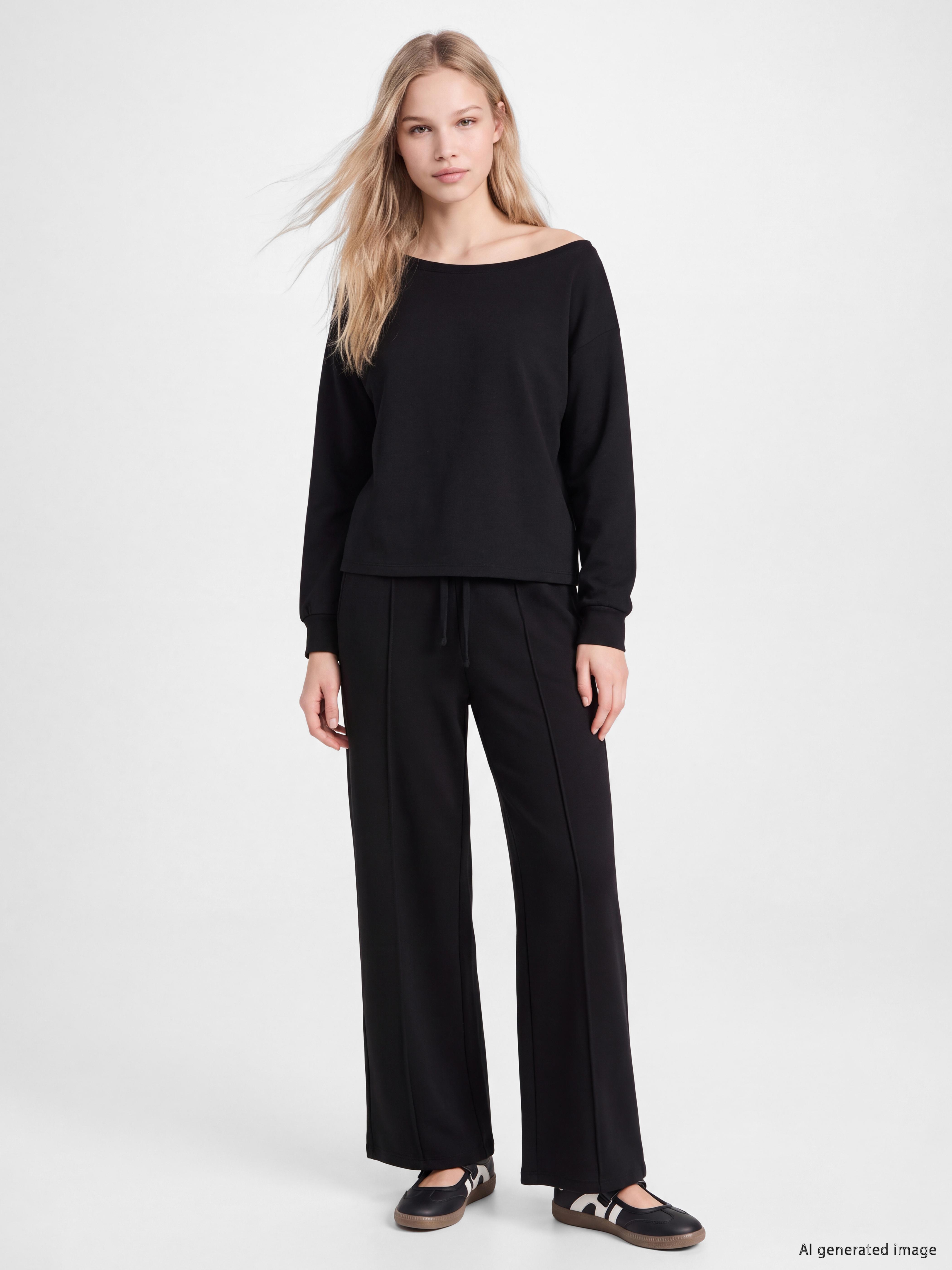 XSIDE Kayık Yaka Soft Touch Kadın Sweatshirt görsel 2