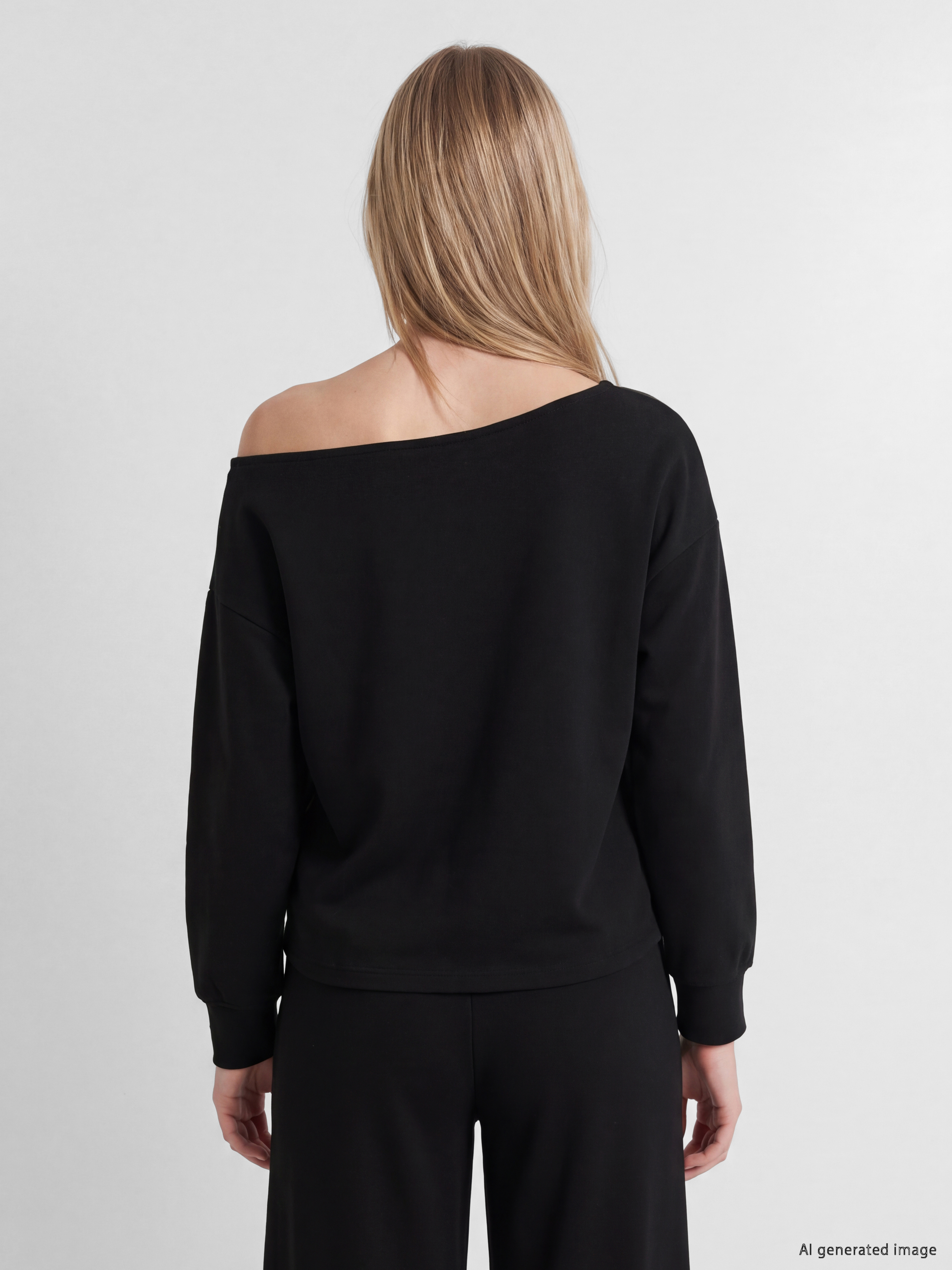 XSIDE Kayık Yaka Soft Touch Kadın Sweatshirt görsel 4