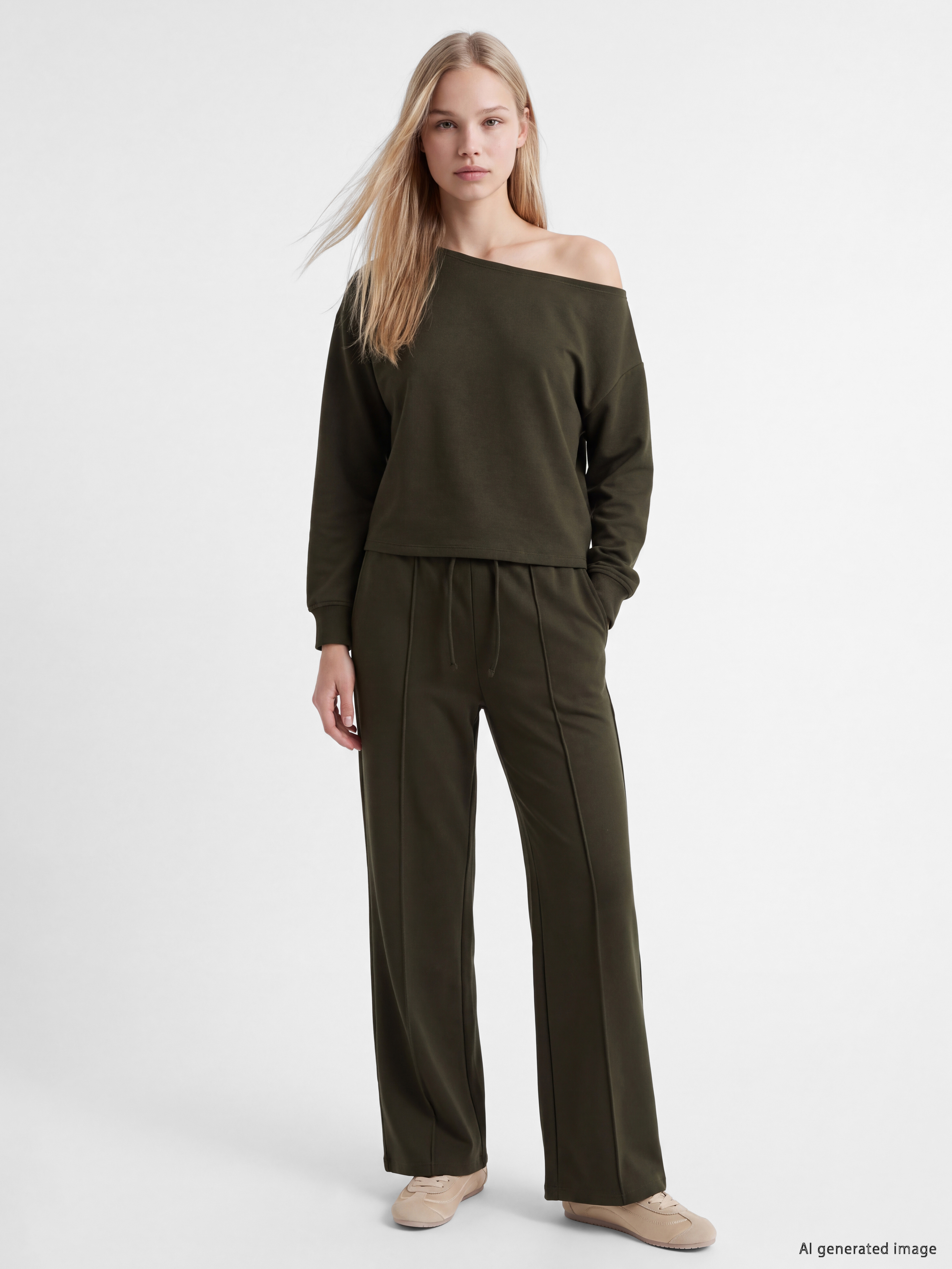 XSIDE Kayık Yaka Soft Touch Kadın Sweatshirt görsel 2