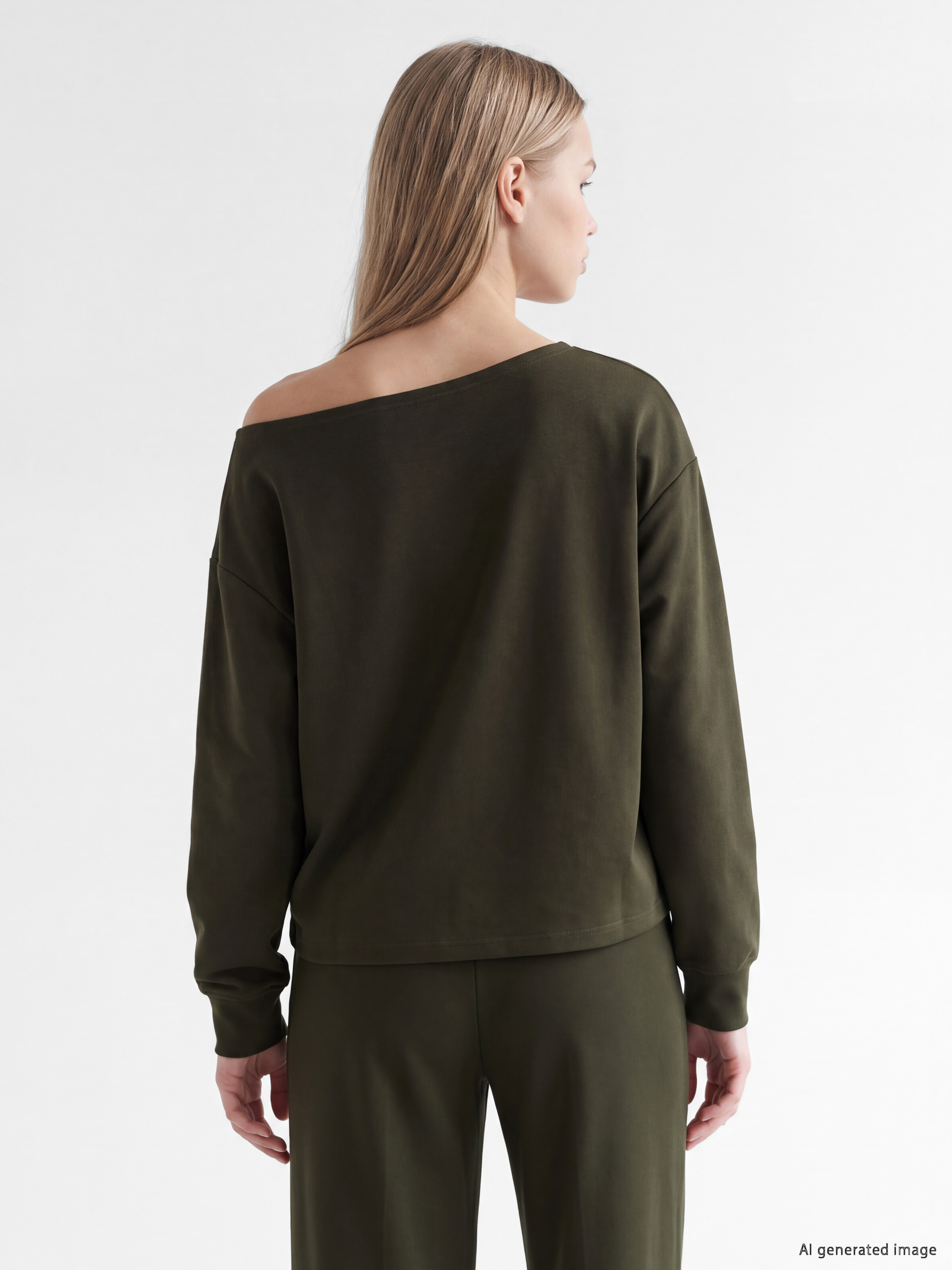XSIDE Kayık Yaka Soft Touch Kadın Sweatshirt görsel 4