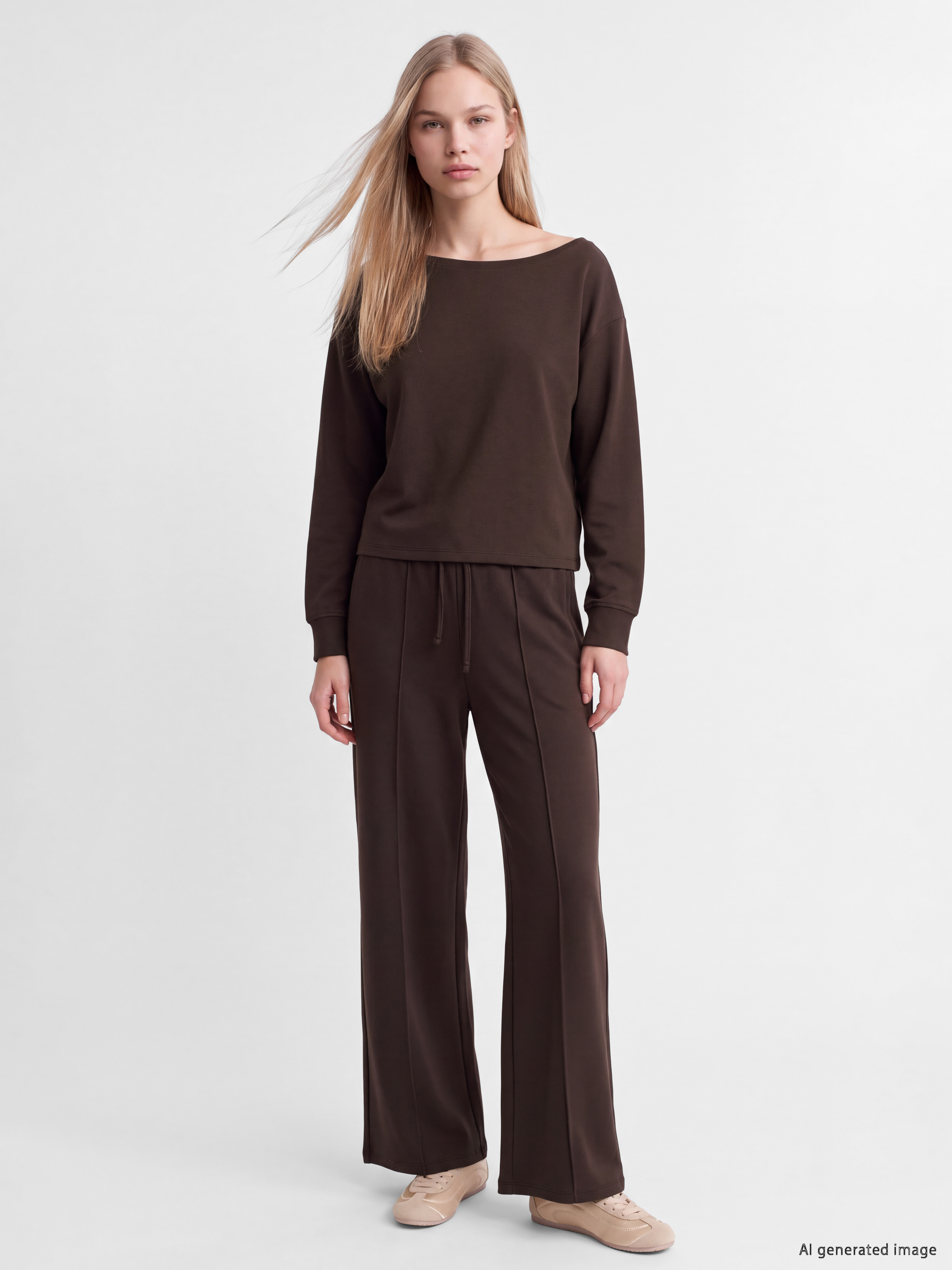 XSIDE Kayık Yaka Soft Touch Kadın Sweatshirt görsel 2