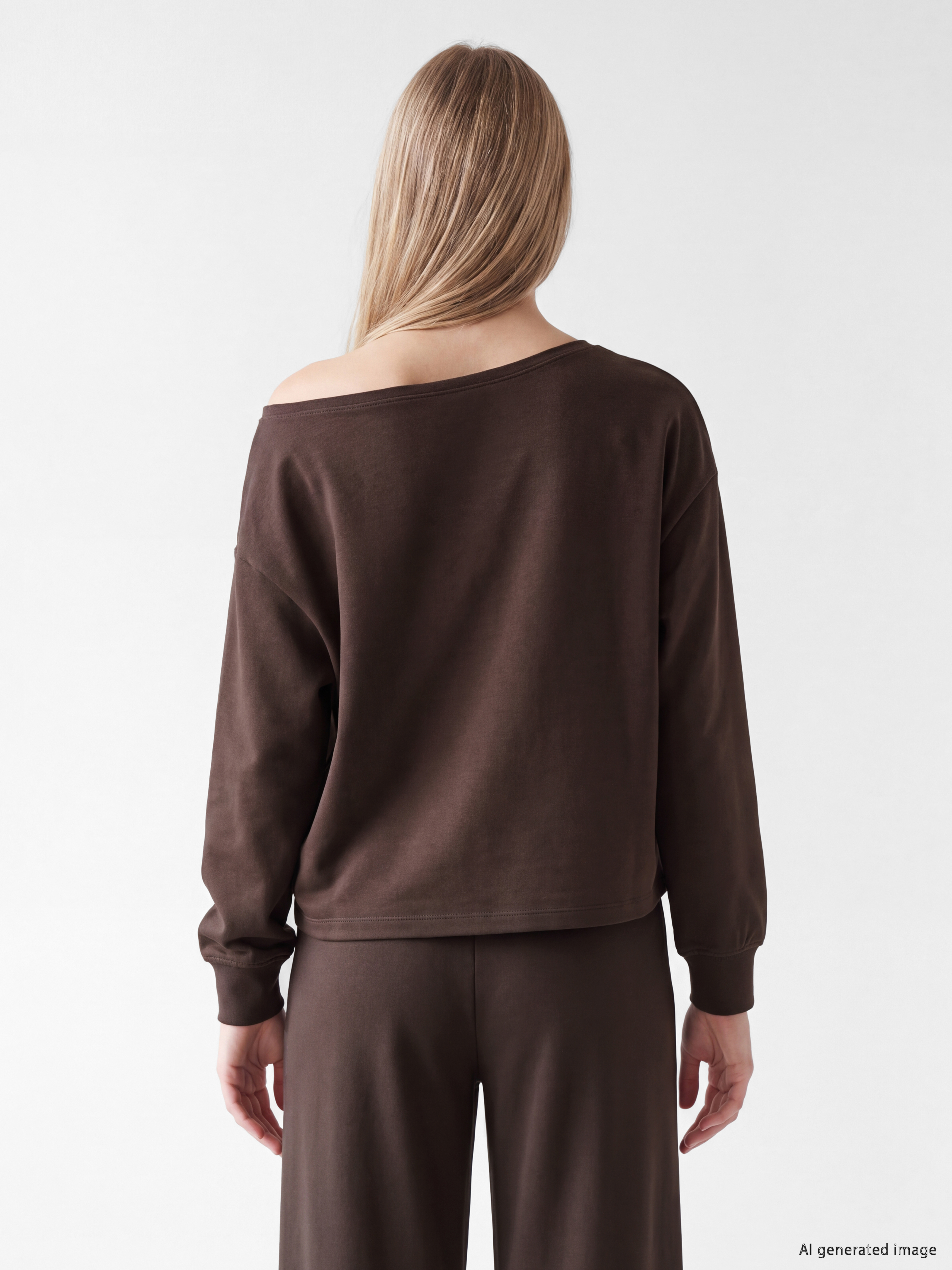 XSIDE Kayık Yaka Soft Touch Kadın Sweatshirt görsel 4