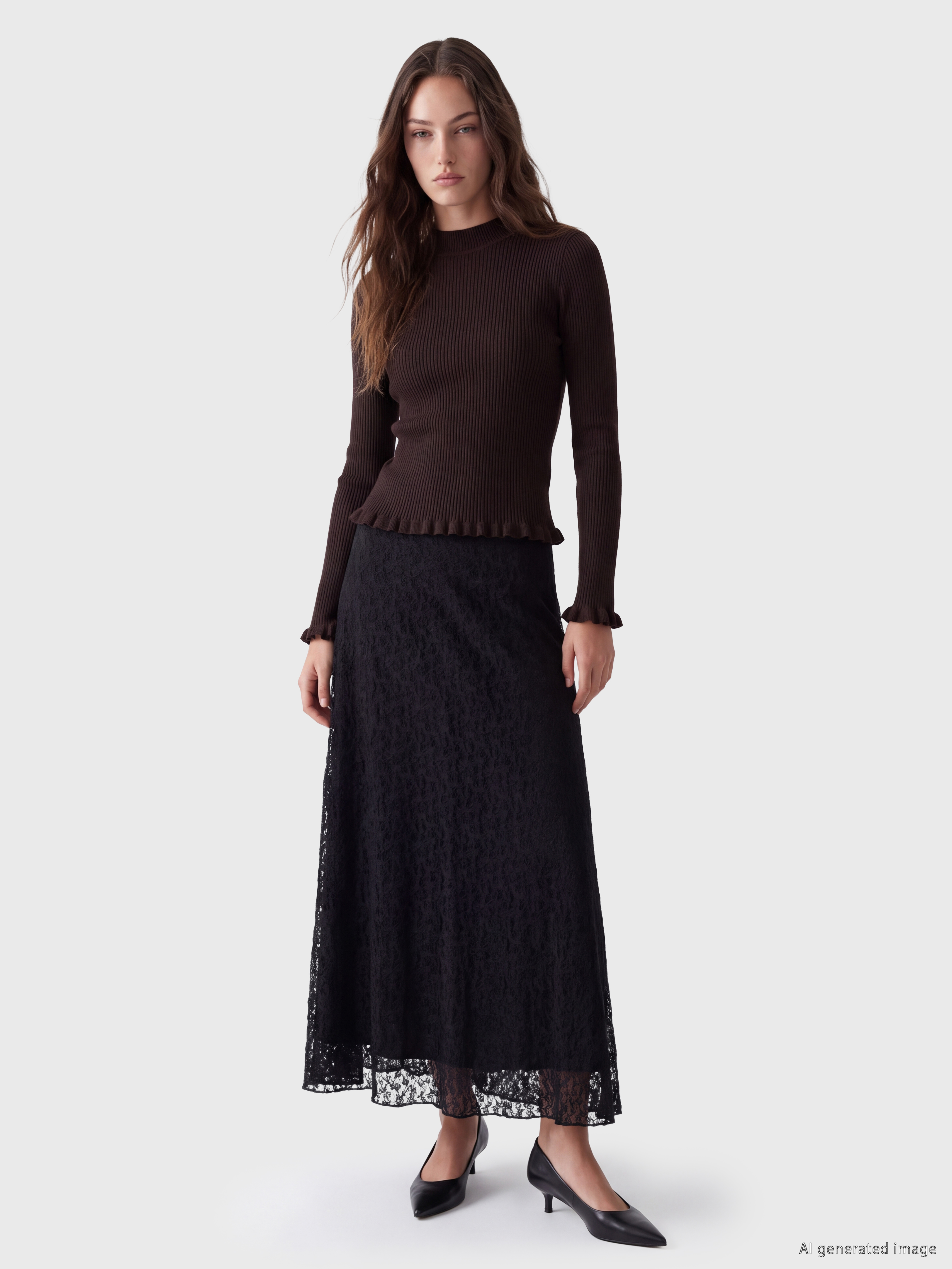 LCW Modest Beli Lastikli Dantelli A Kesim Etek