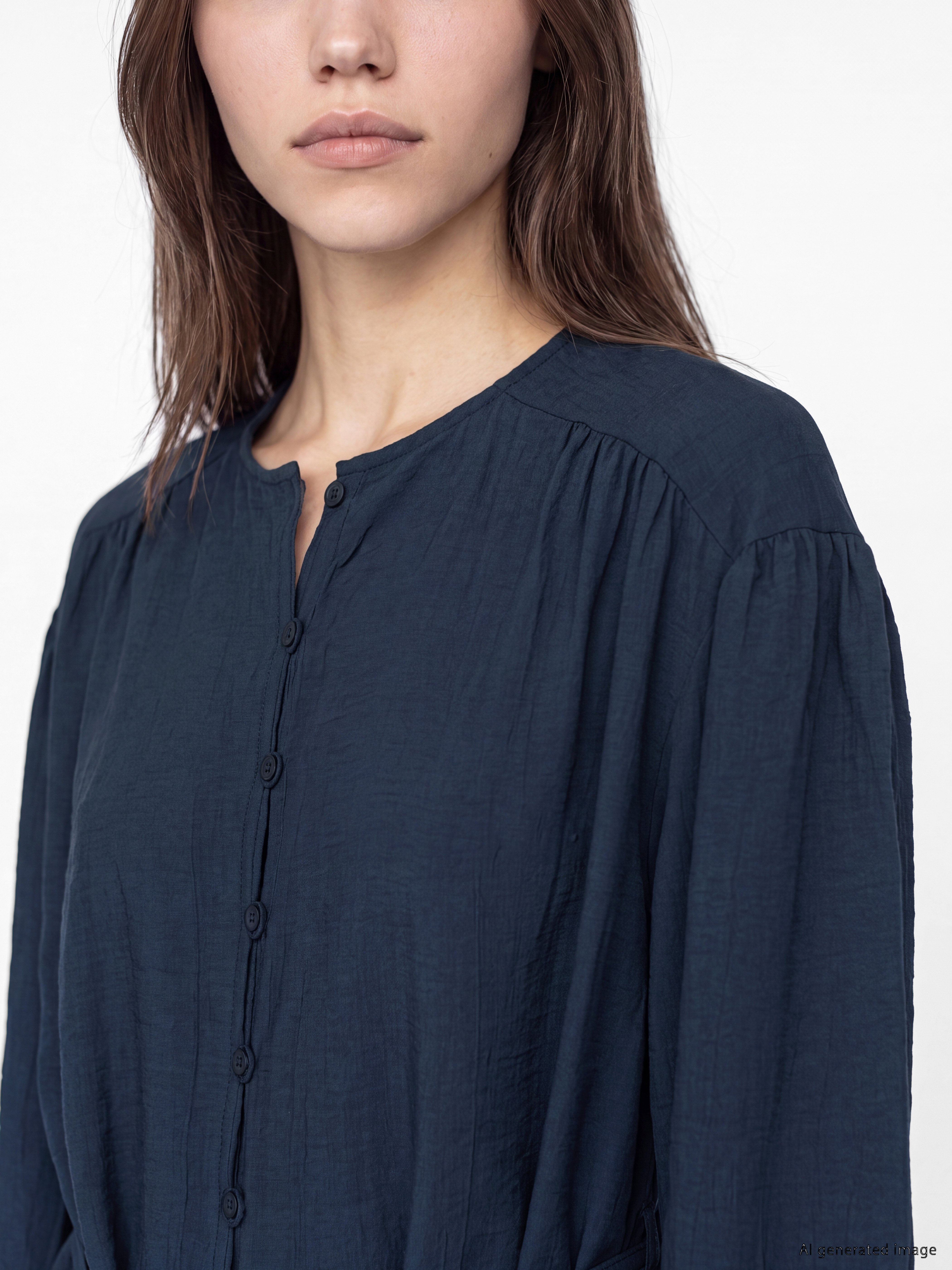 LCW Modest Kuşaklı Dokulu Kadın Gömlek Tunik görsel 3