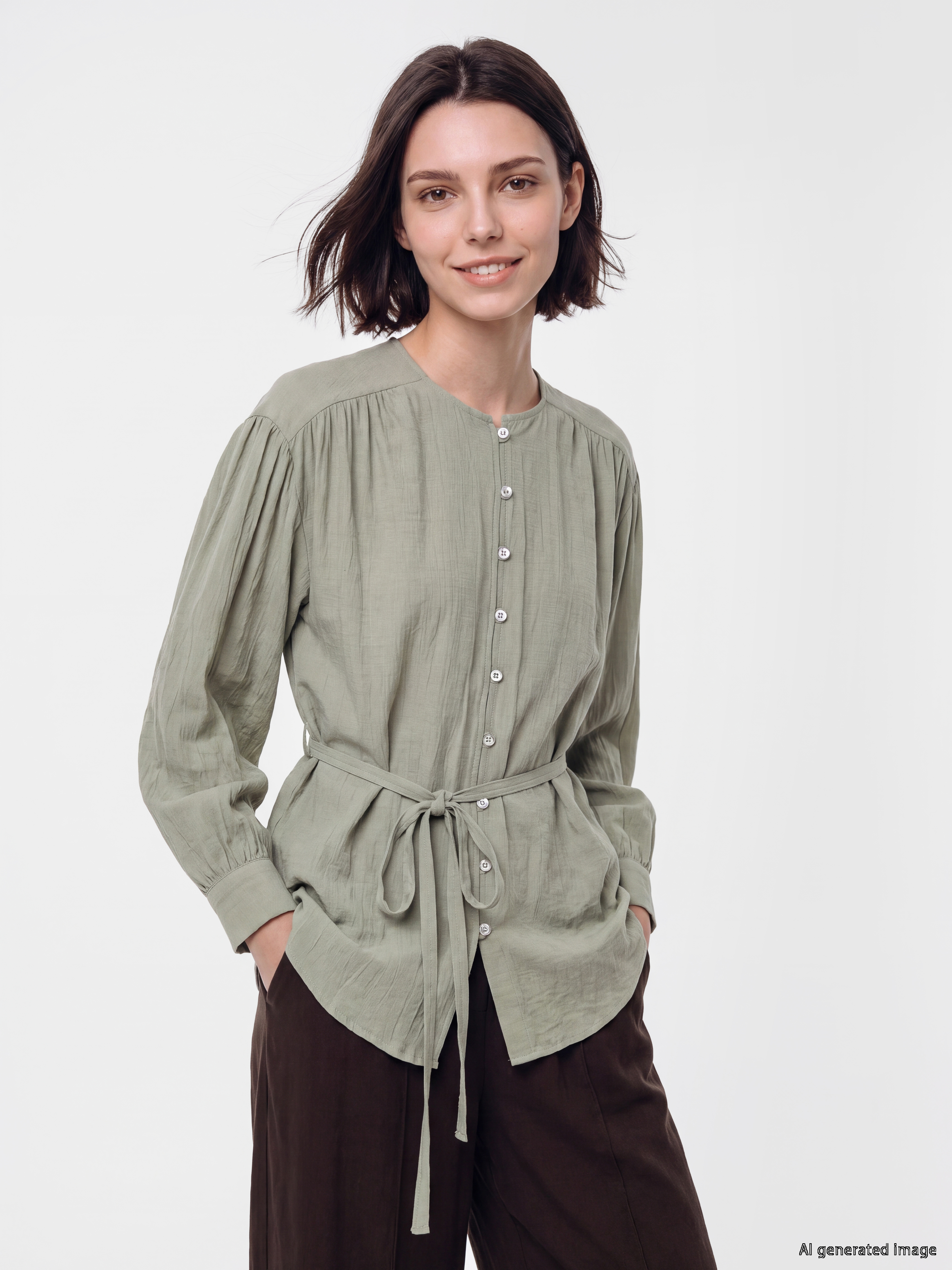 LCW Modest Kuşaklı Dokulu Kadın Gömlek Tunik