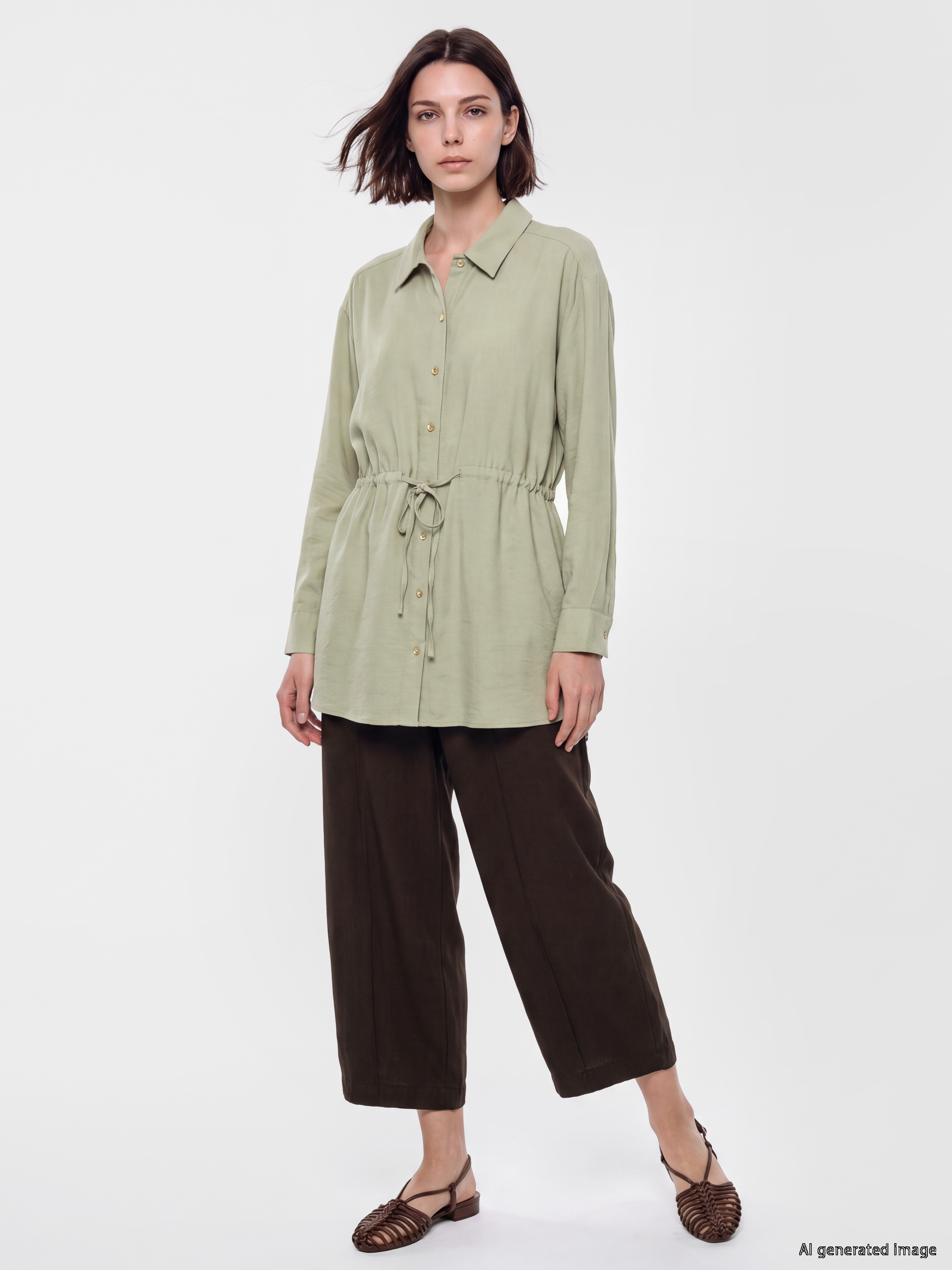 LCW Modest Bağcıklı Kadın Gömlek Tunik görsel 2