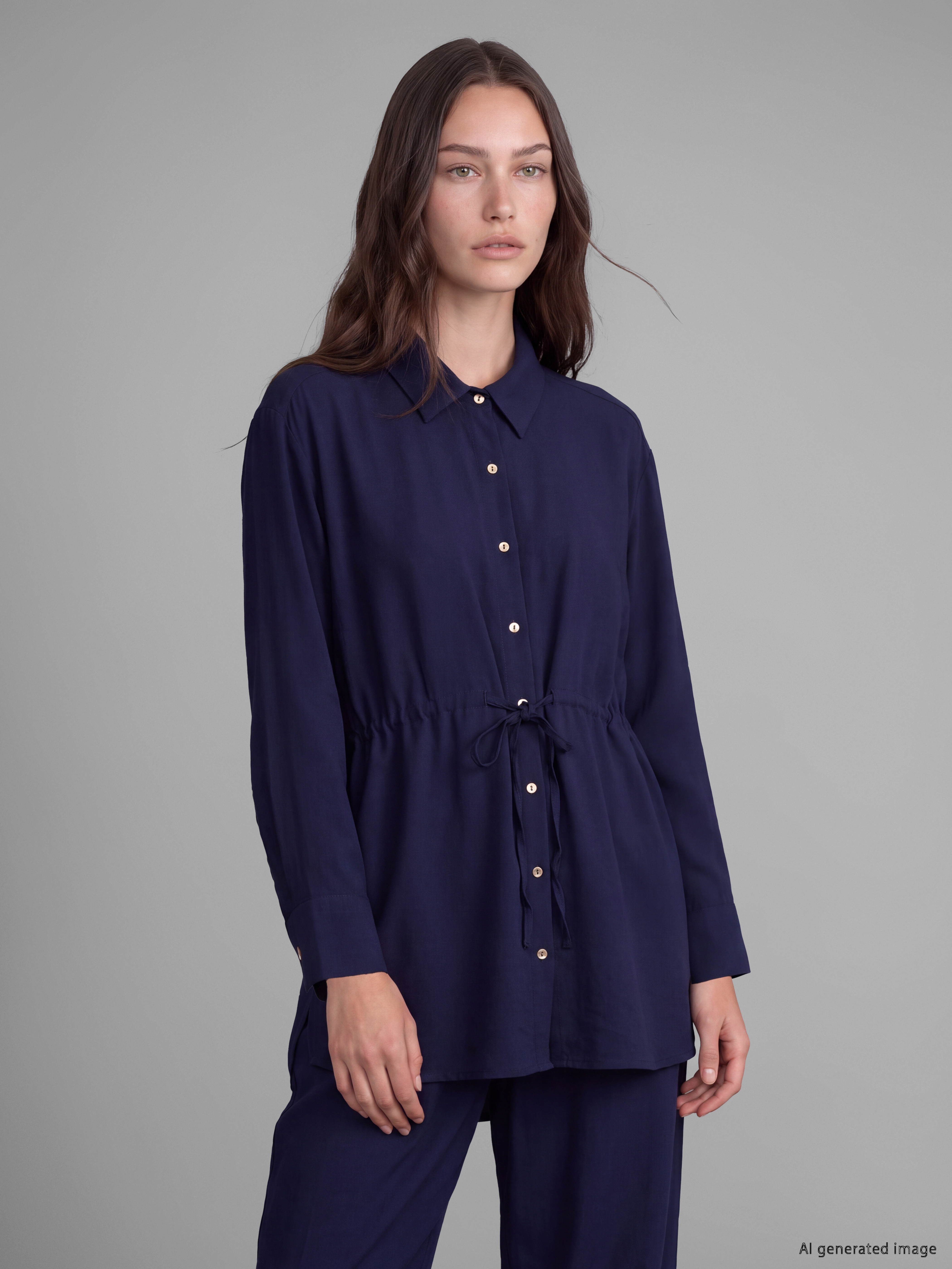 LCW Modest Bağcıklı Kadın Gömlek Tunik görsel 2