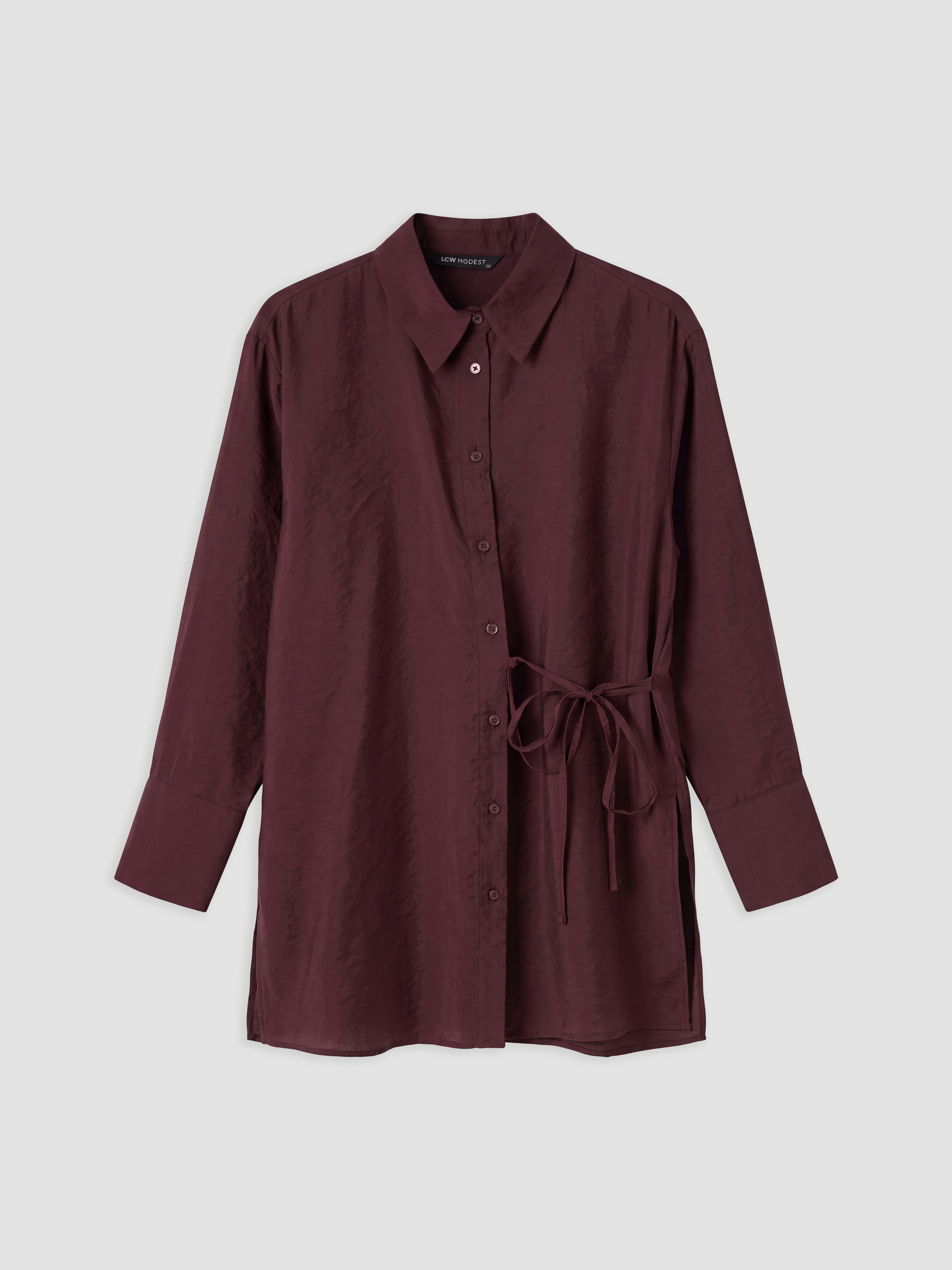 LCW Modest Modal Karışımlı Bağlamalı Kadın Gömlek Tunik görsel 3