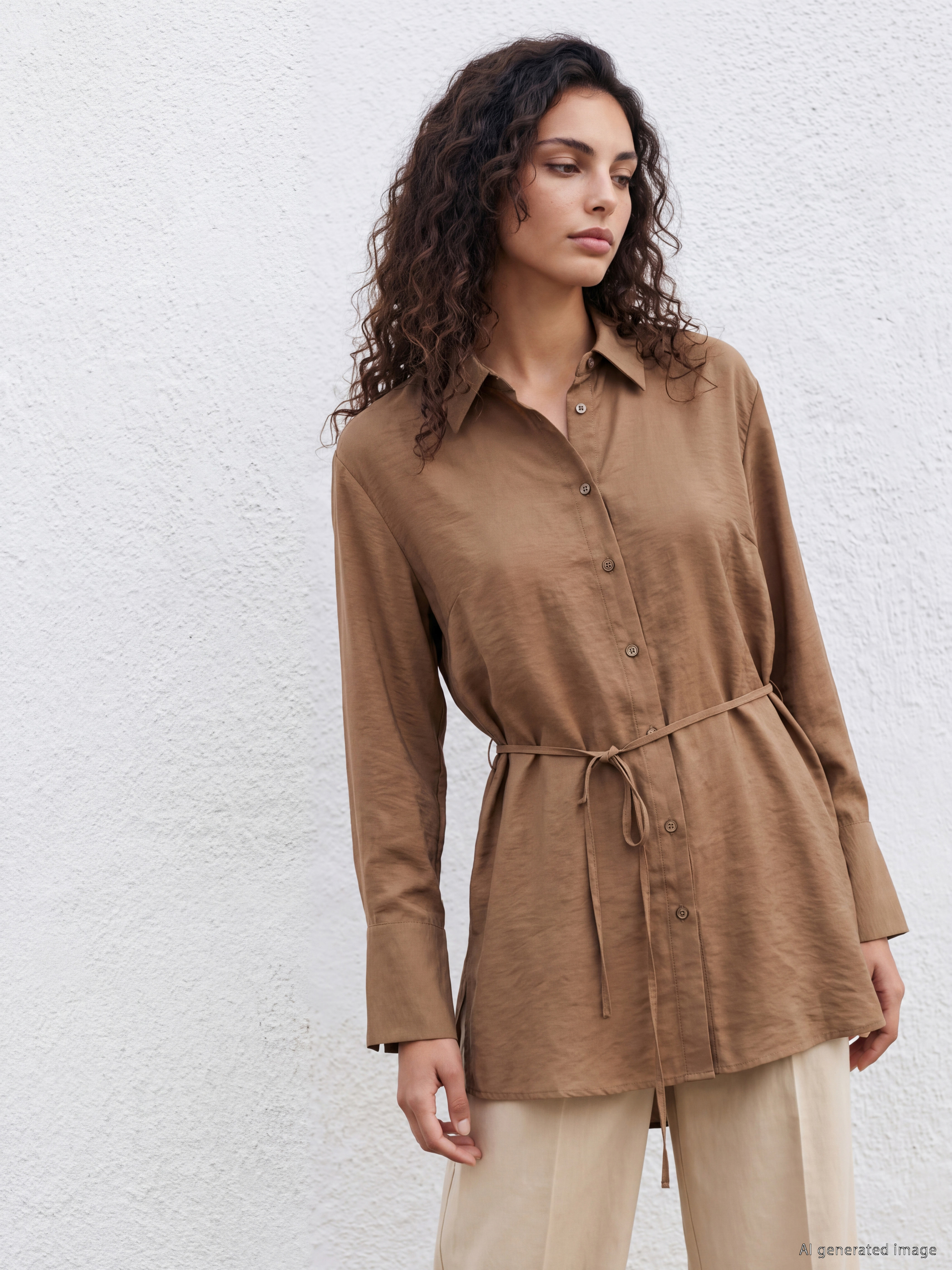 LCW Modest Modal Karışımlı Bağlamalı Kadın Gömlek Tunik