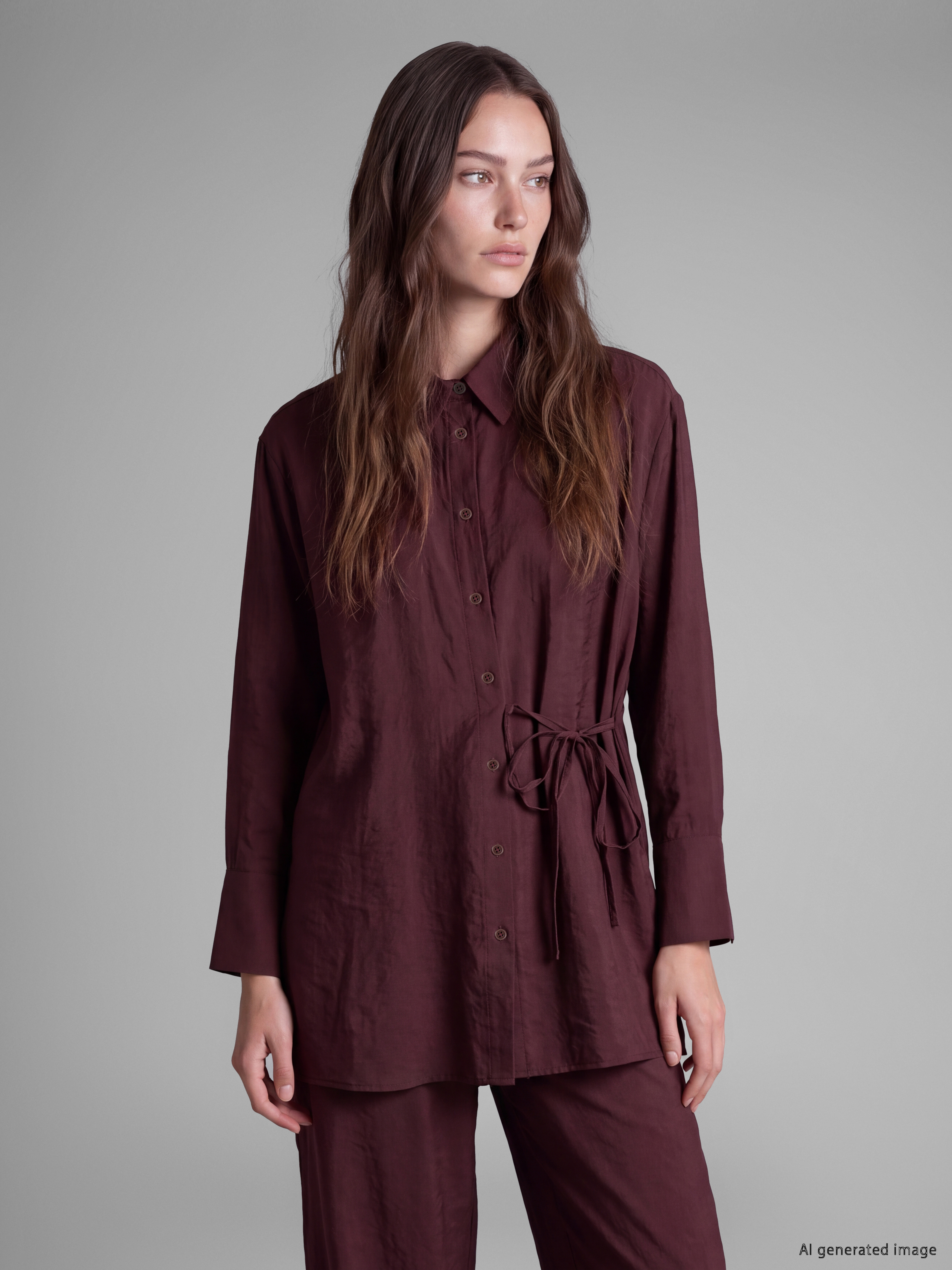LCW Modest Modal Karışımlı Bağlamalı Kadın Gömlek Tunik