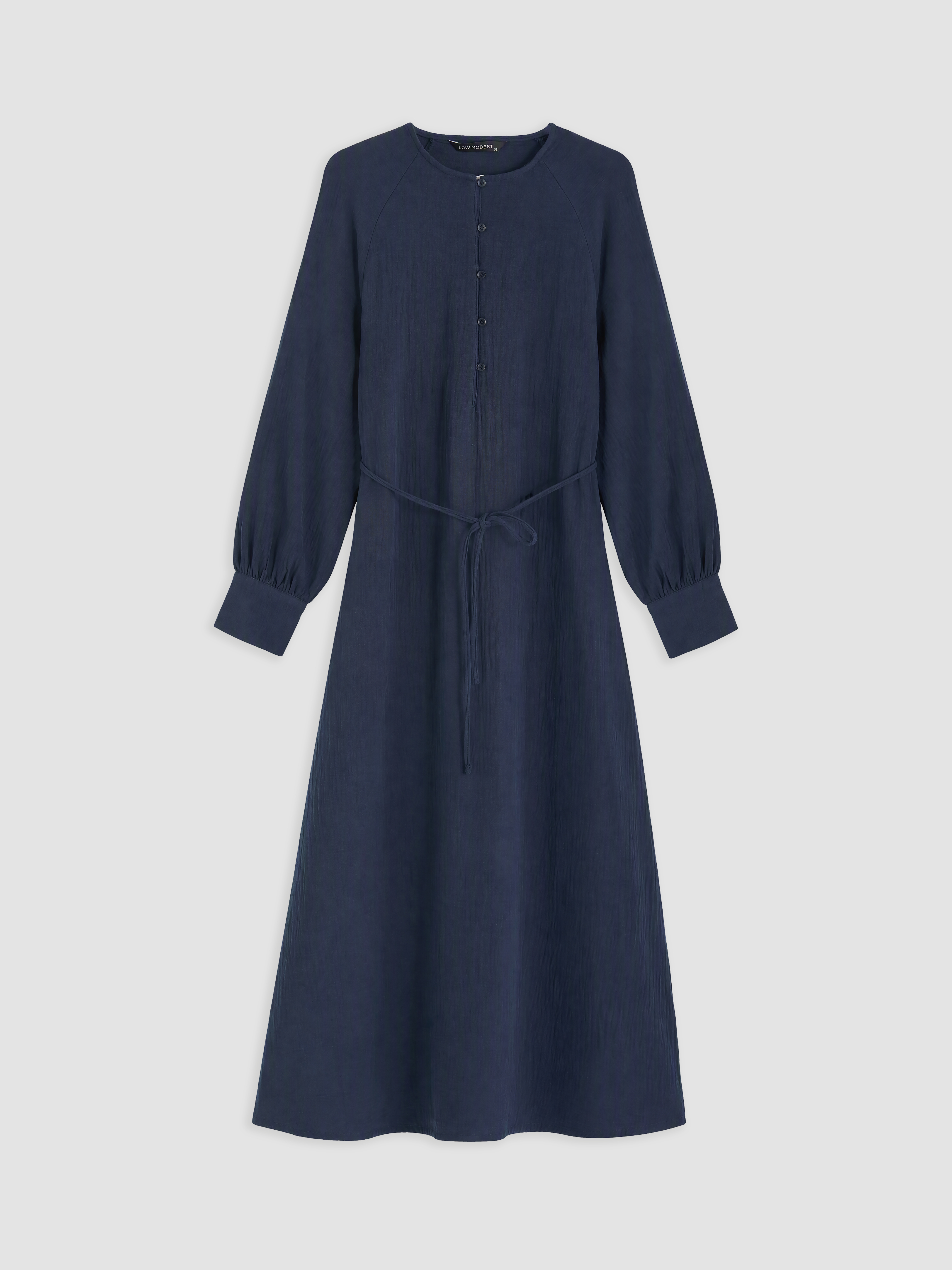 LCW Modest Bisiklet Yaka Müslin Elbise görsel 5