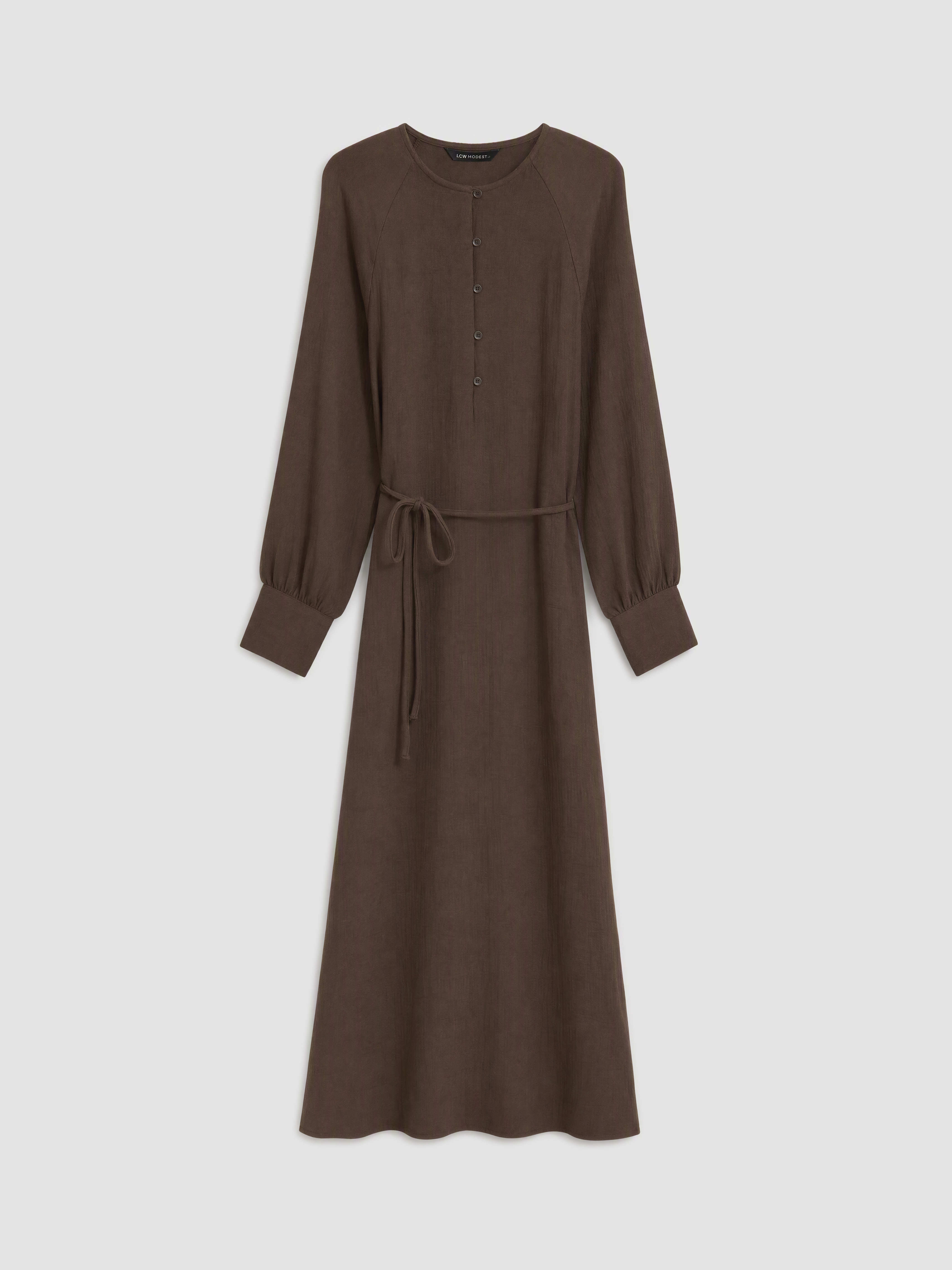 LCW Modest Bisiklet Yaka Müslin Elbise görsel 5