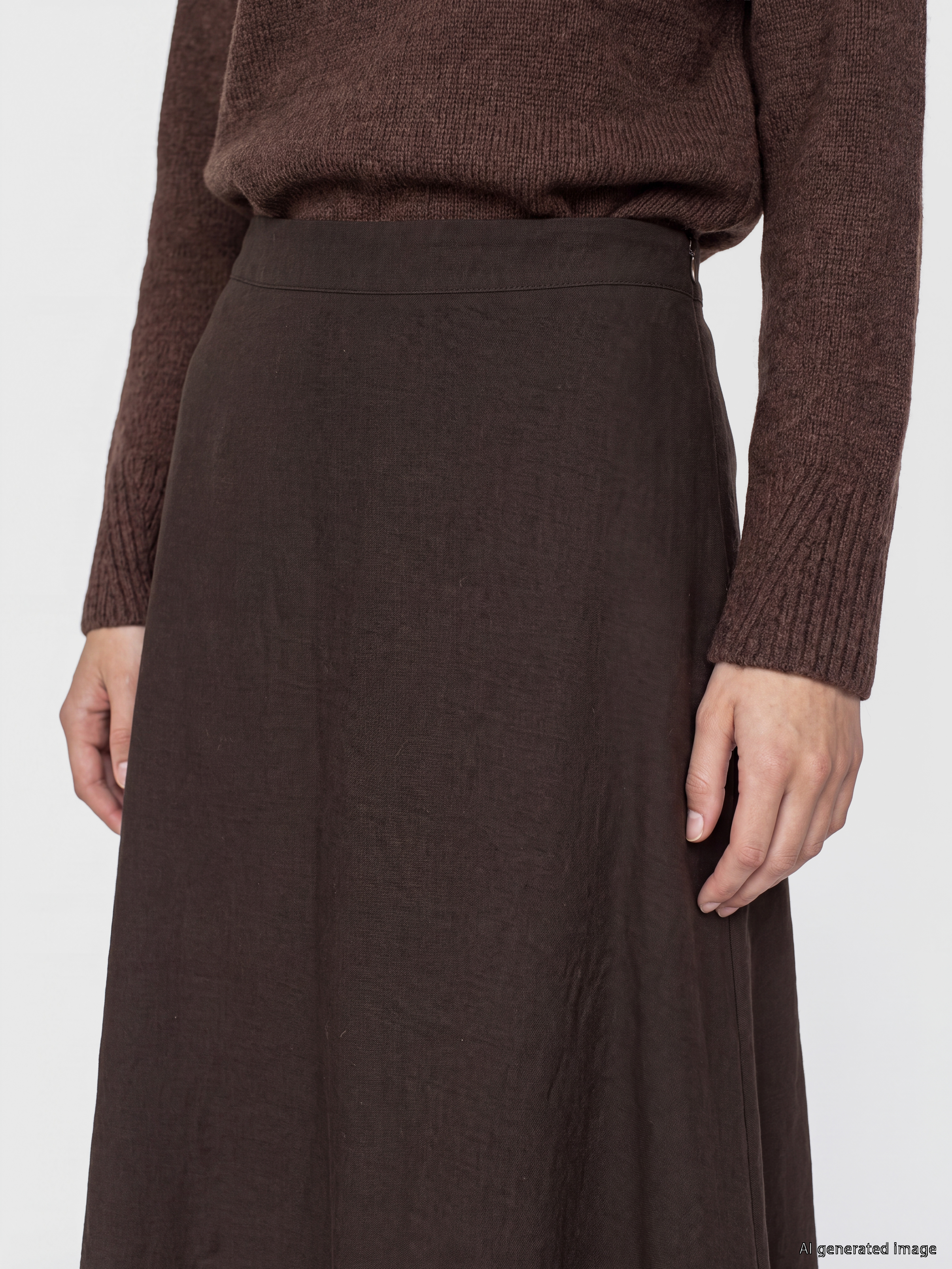 LCW Modest Beli Fermuarlı Kloş Etek görsel 3