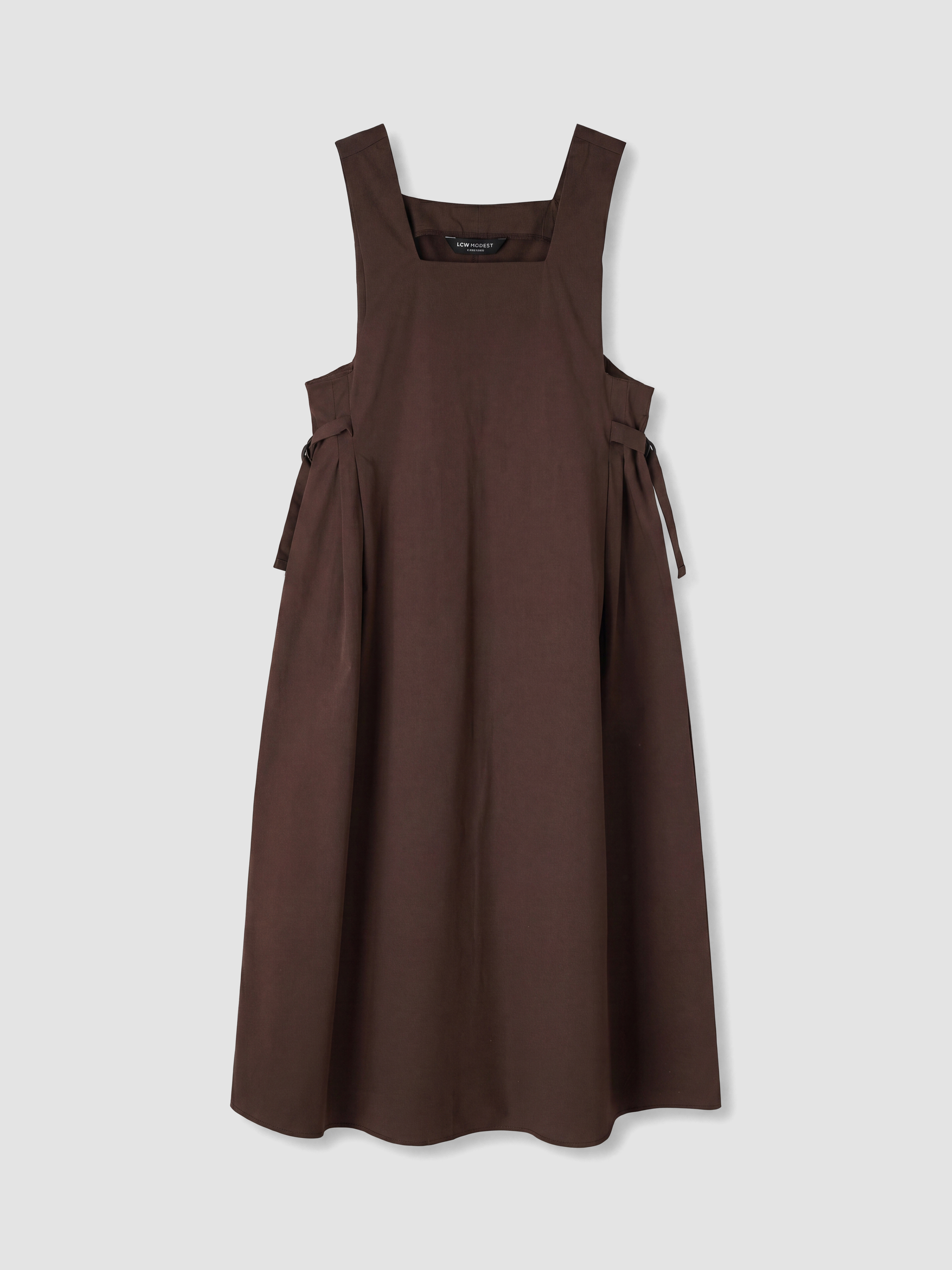 LCW Modest Kare Yaka Gabardin Jile Elbise görsel 5