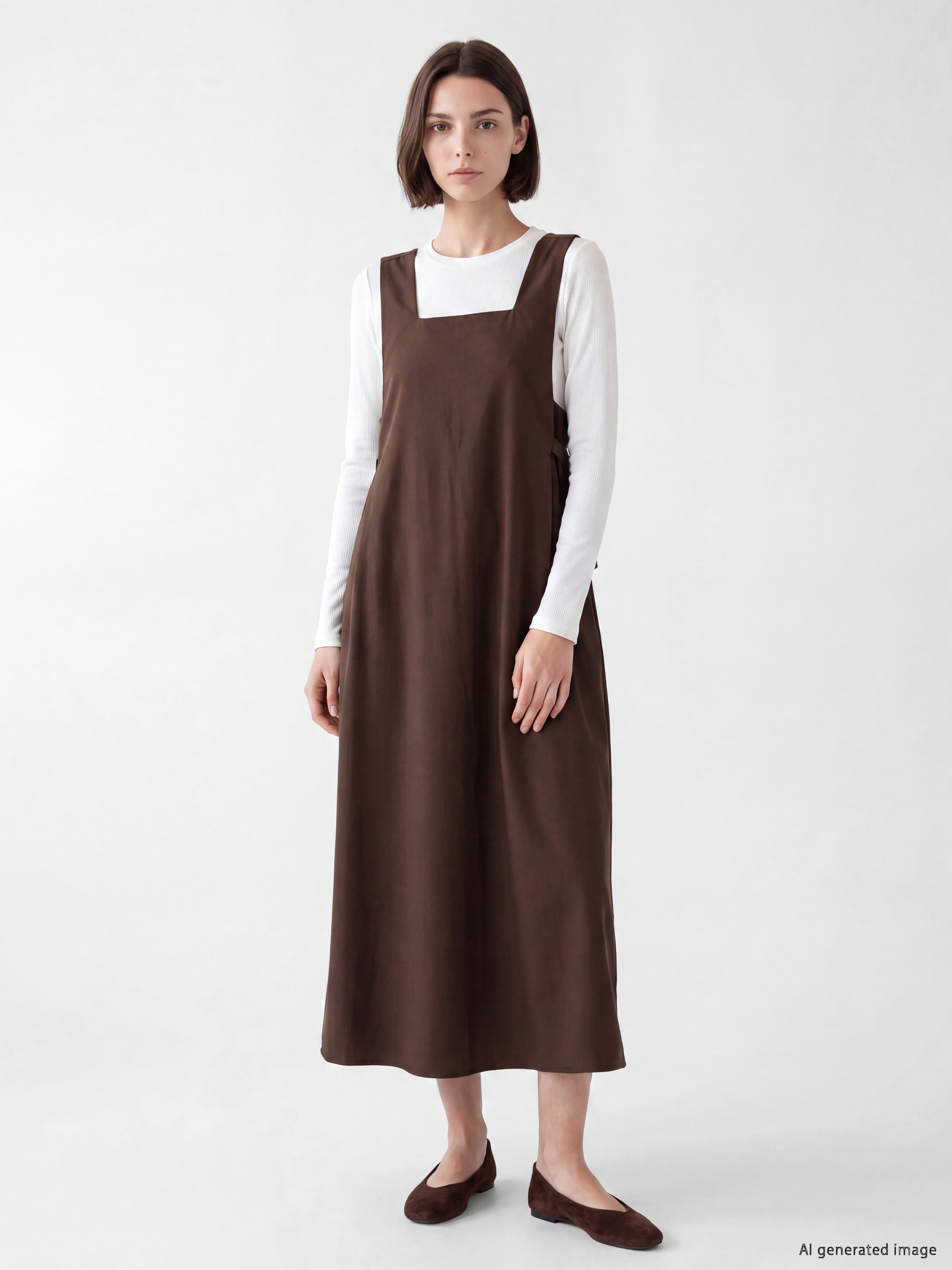 LCW Modest Kare Yaka Gabardin Jile Elbise