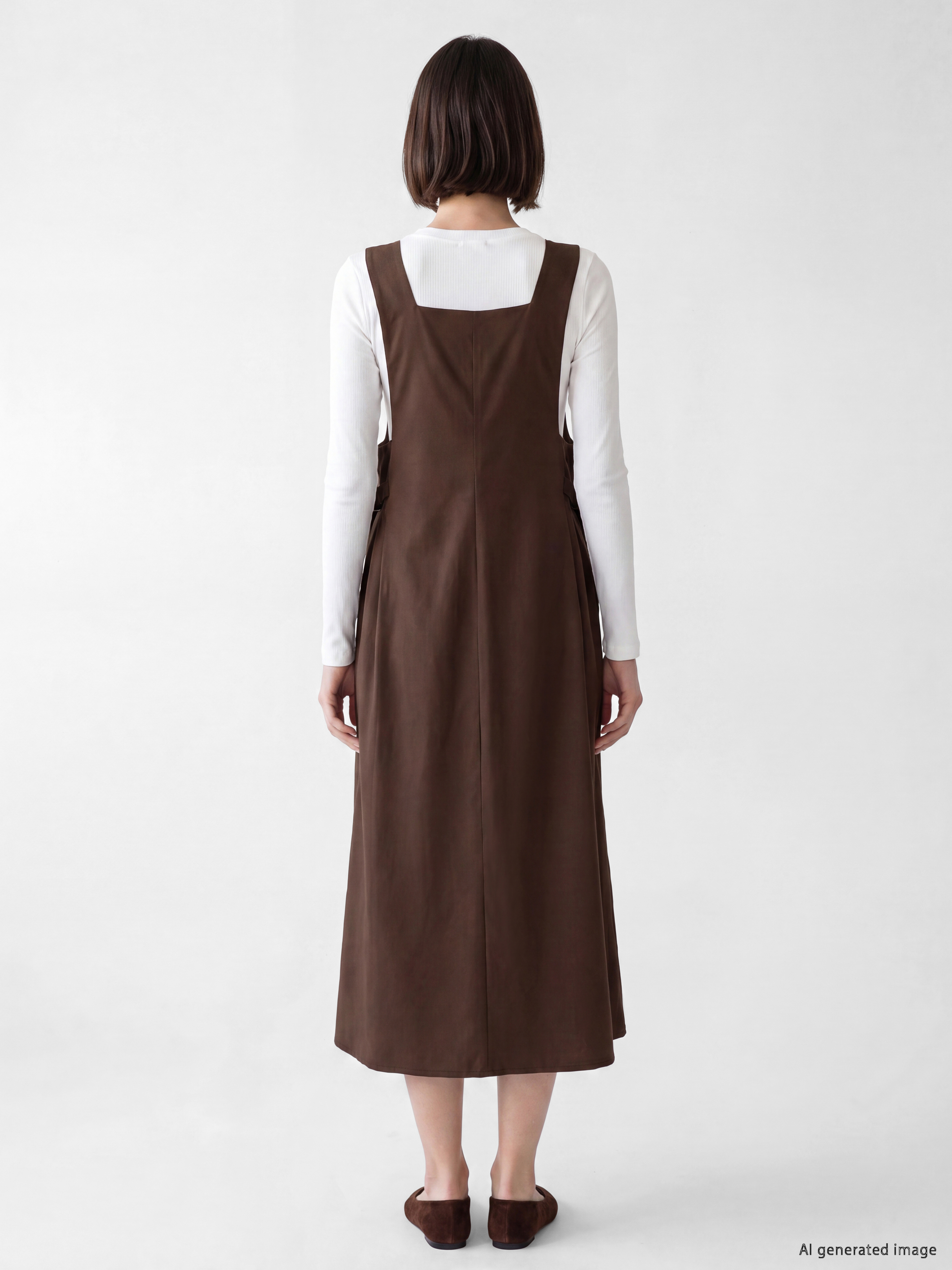 LCW Modest Kare Yaka Gabardin Jile Elbise görsel 4