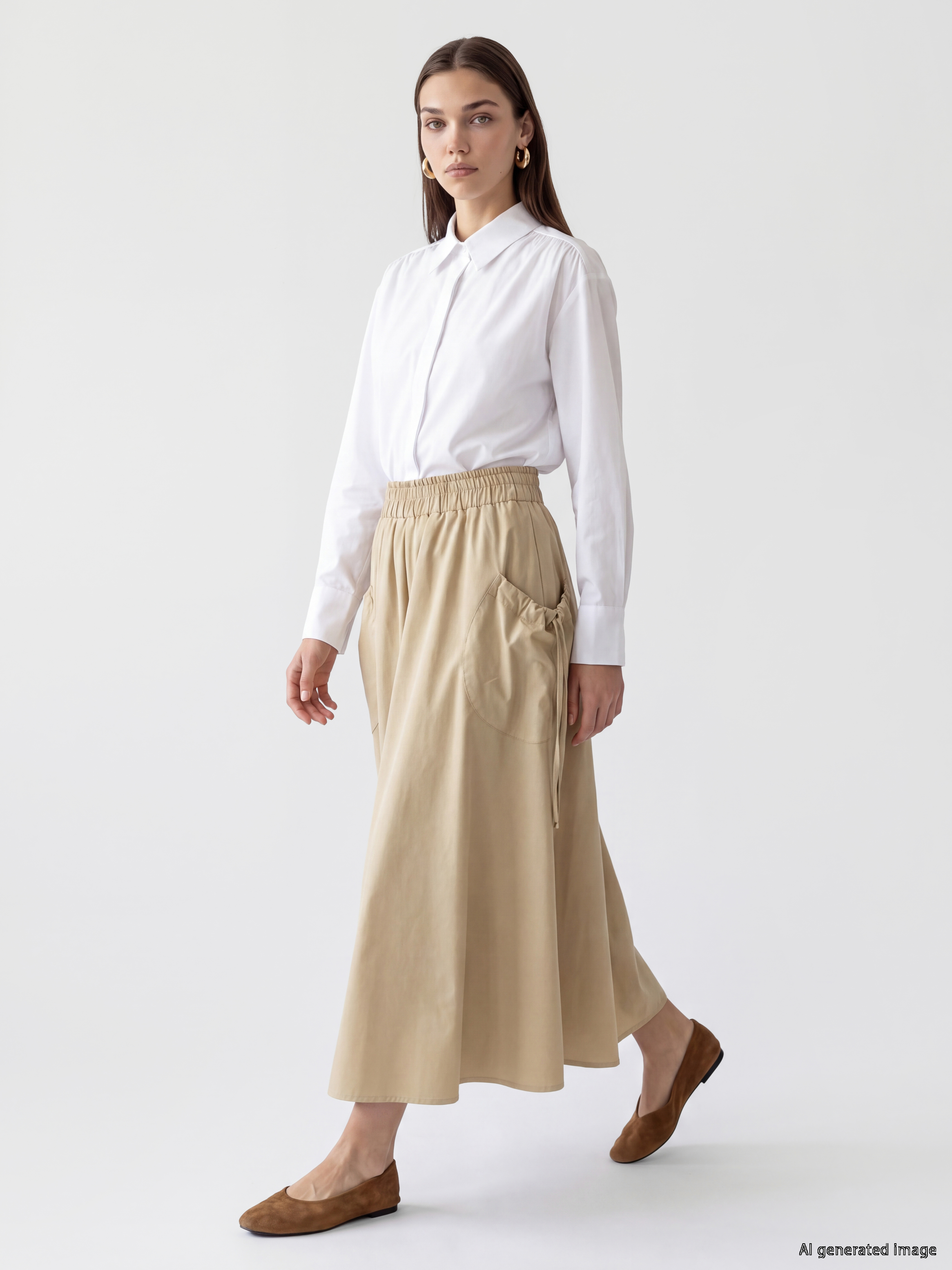 LCW Modest Beli Lastikli Kloş Etek