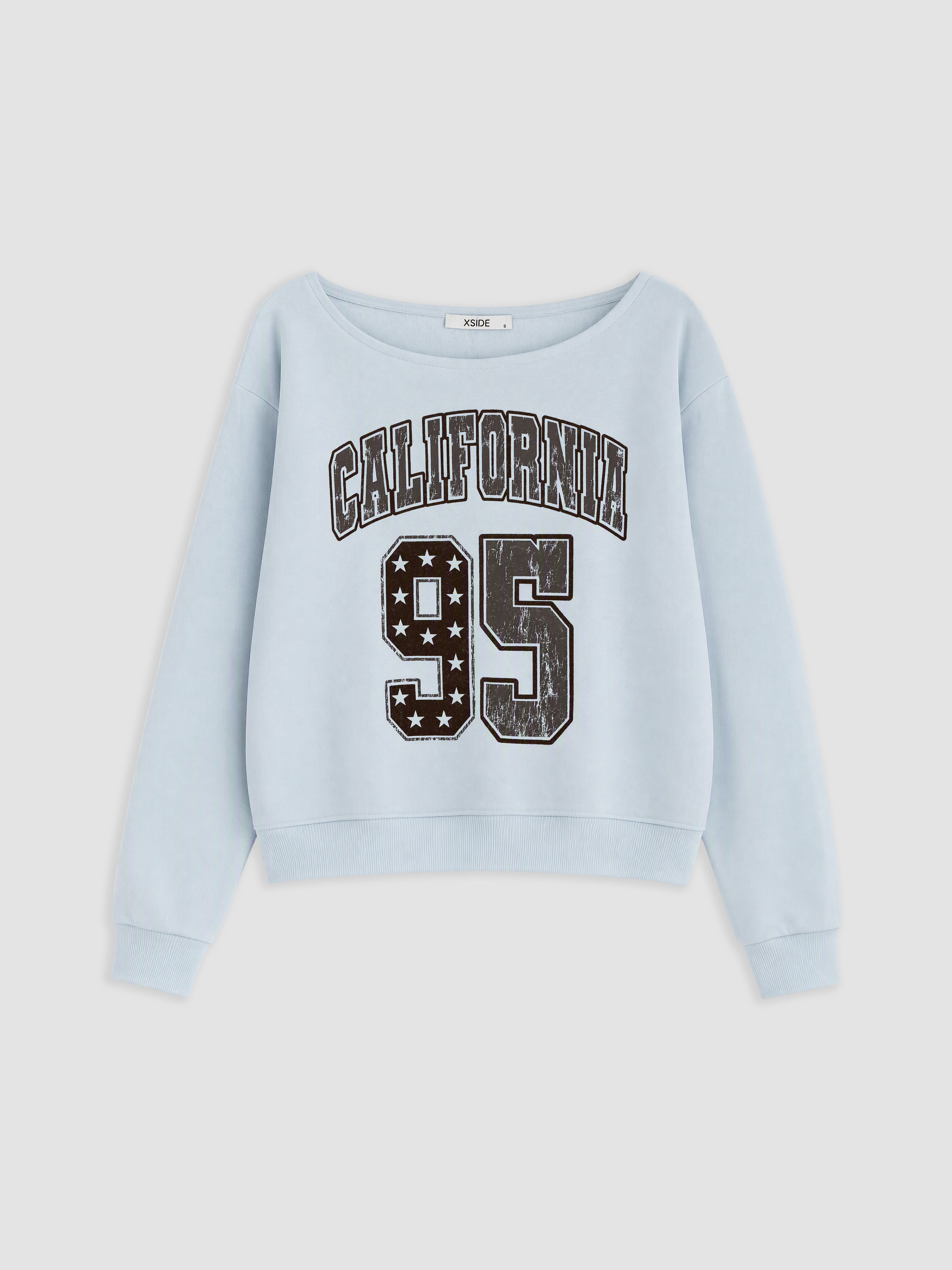 XSIDE Kayık Yaka Oversize Kadın Kalın Sweatshirt görsel 6
